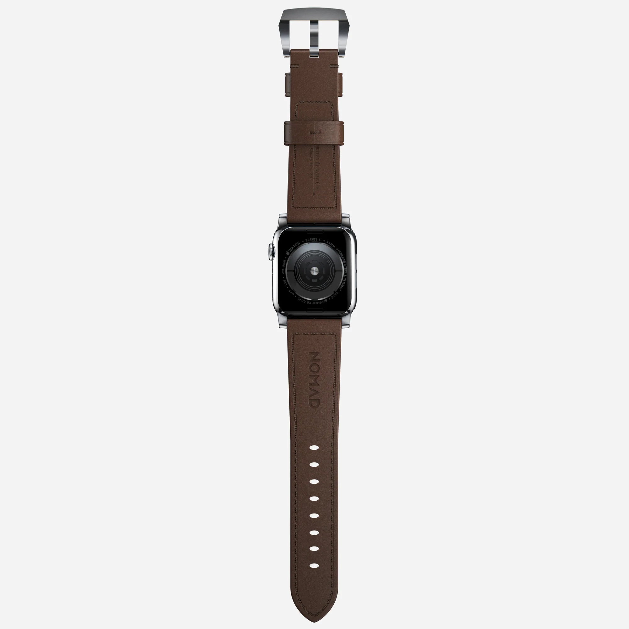 Nomad Traditional Apple Watch Leather Strap (Brown/Silver)