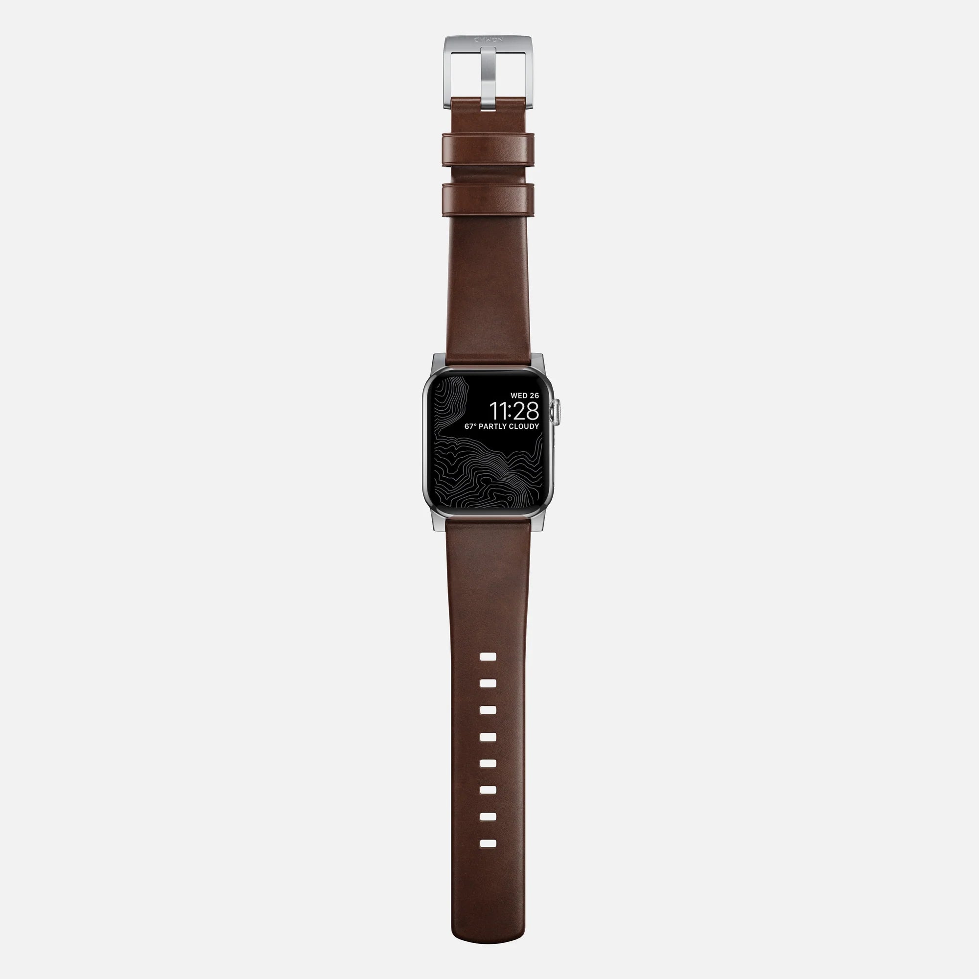 Nomad Modern Apple Watch Leather Strap (Brown/Silver)