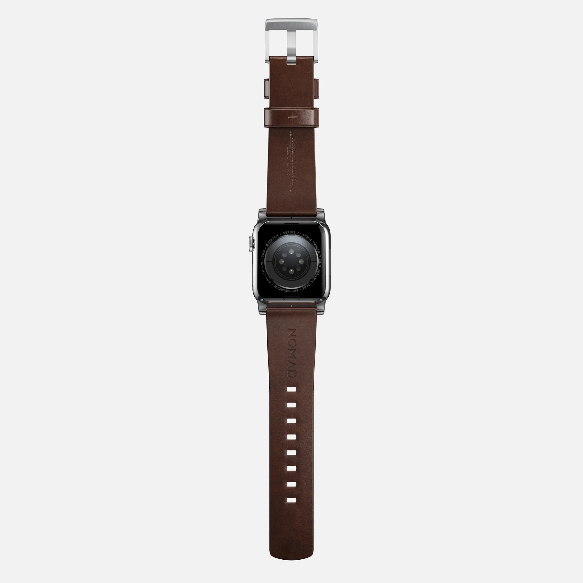 Nomad Modern Apple Watch Leather Strap (Brown/Silver)
