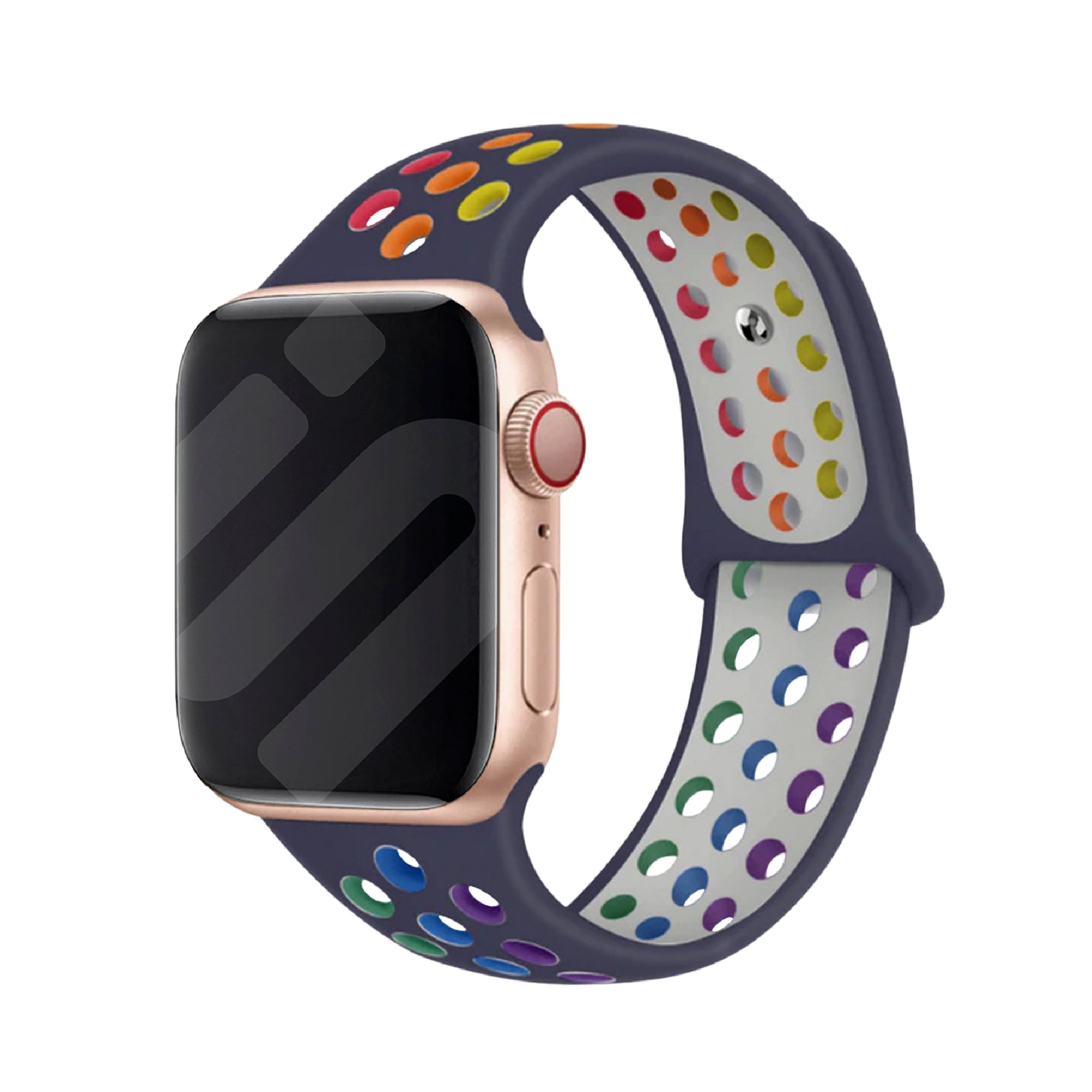 Apple Watch Sport Strap (Dark Blue/Rainbow)