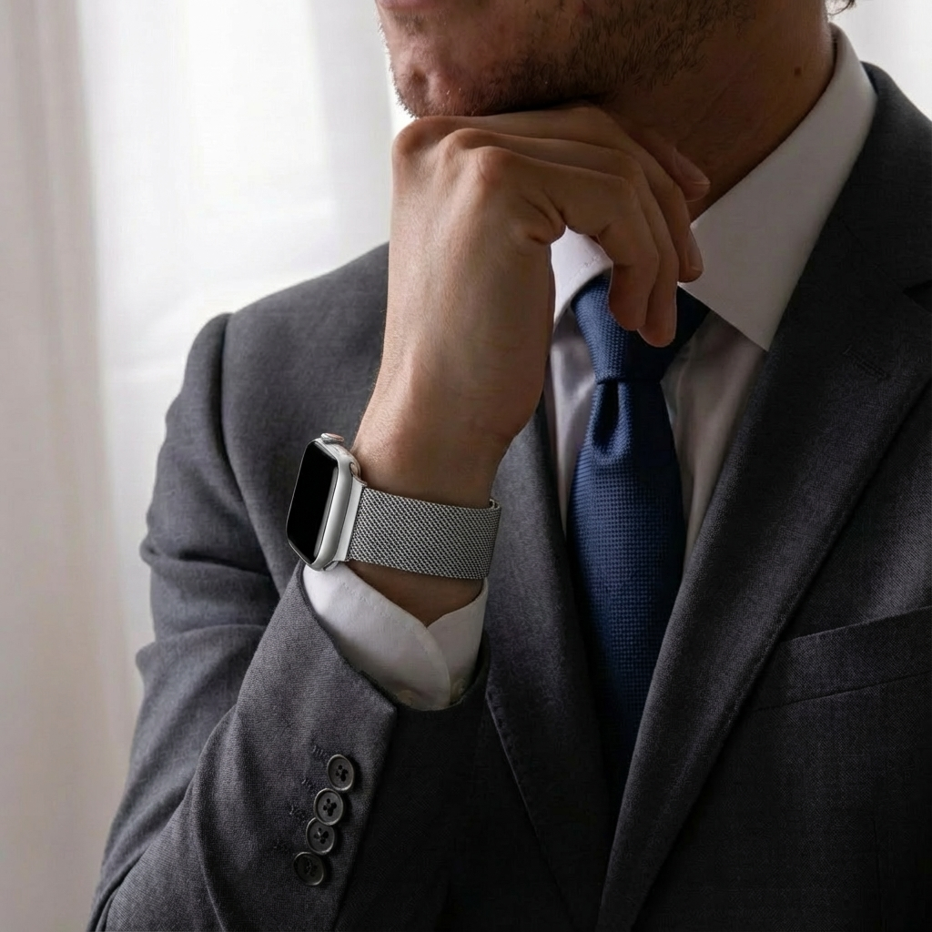 Apple Watch Milanese Strap with Buckle (Silver)