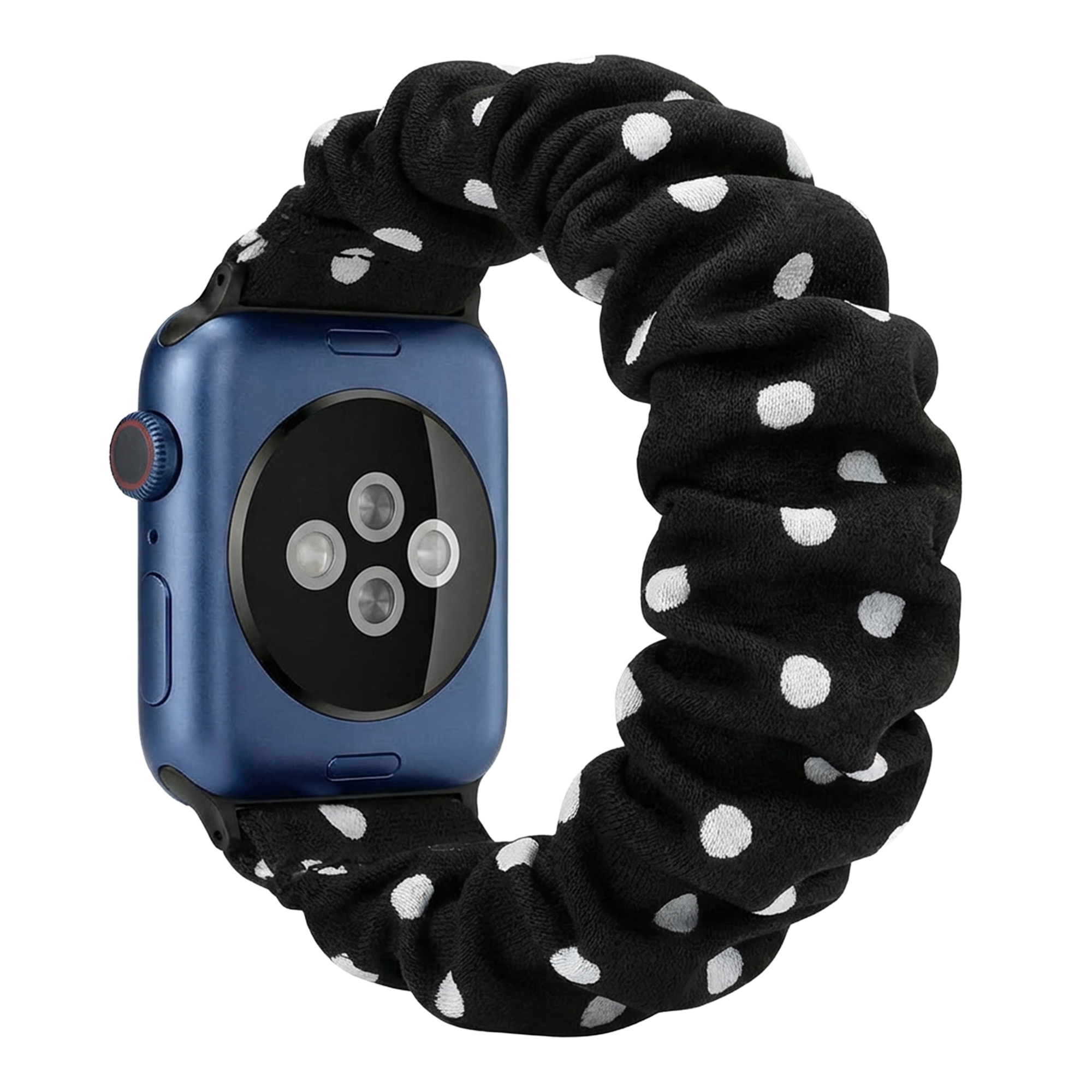 Apple Watch Scrunchie Armband (Schwarz mit Punkten)