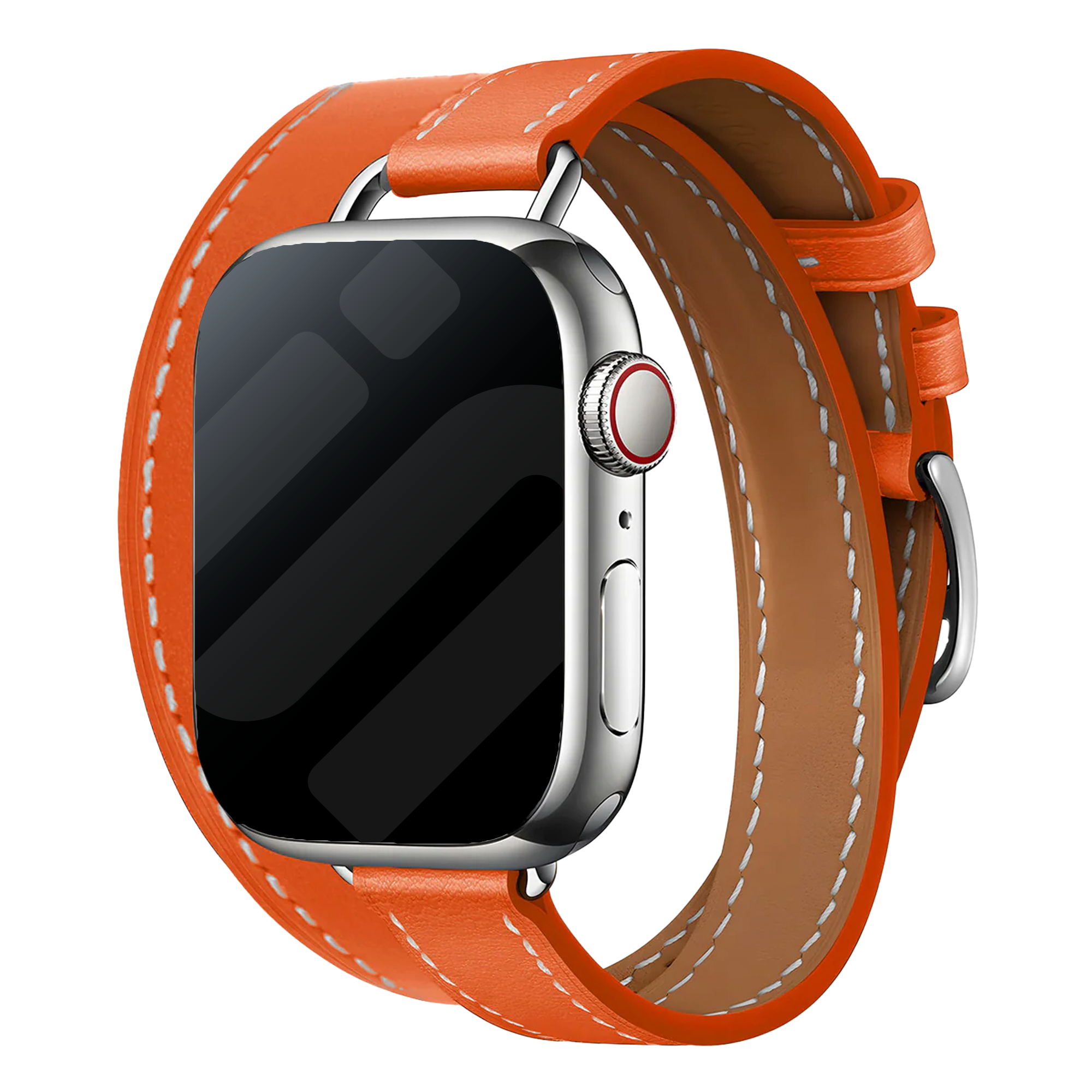Apple Watch Leather Double Tour Strap (Orange)