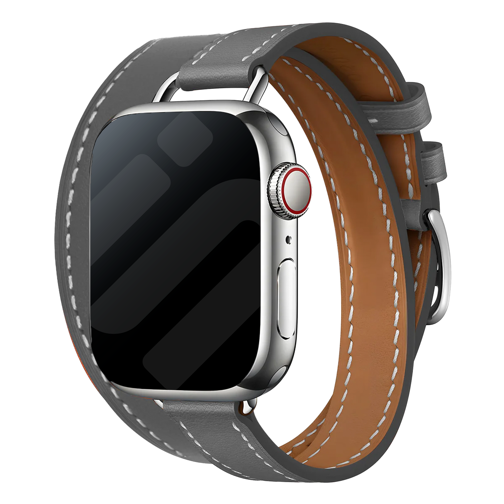 Apple Watch Leather Double Tour Strap (Grey)