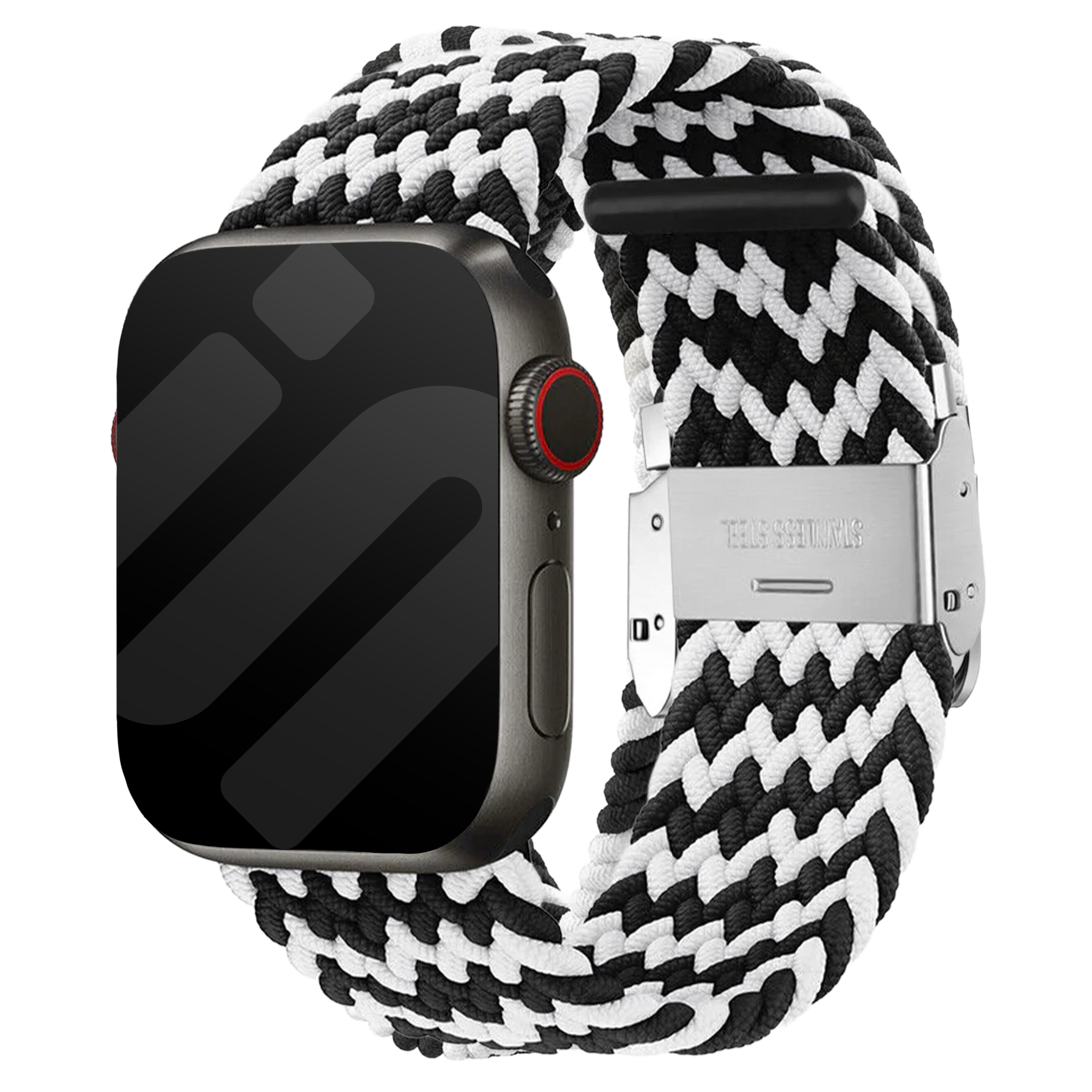 Apple Watch geflochtenes Armband (Schwarz/Weiß)