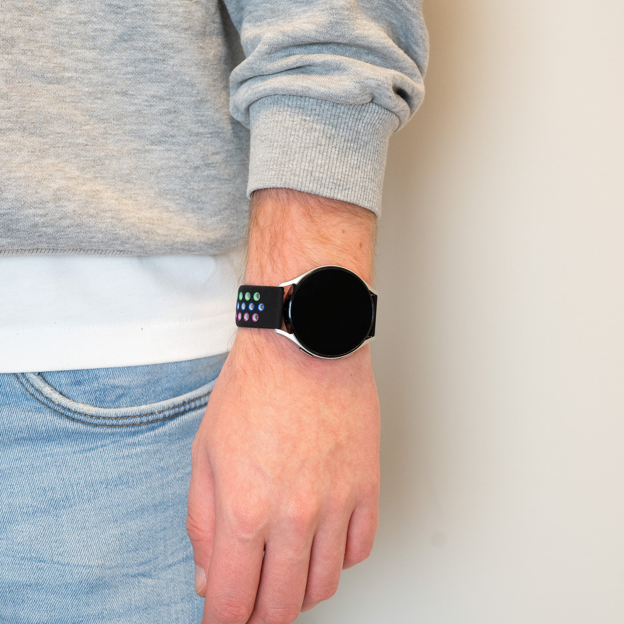 Bandz Amazfit Active 2 Sportarmband 'Deluxe' (Schwarz/Regenbogen)