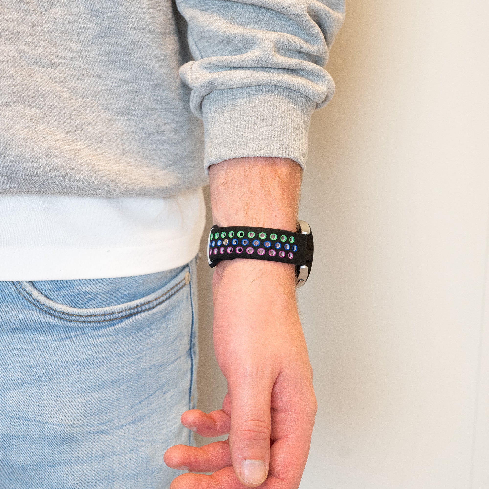 Bandz Coros Pace 2 Sportarmband 'Deluxe' (Schwarz/Regenbogen)