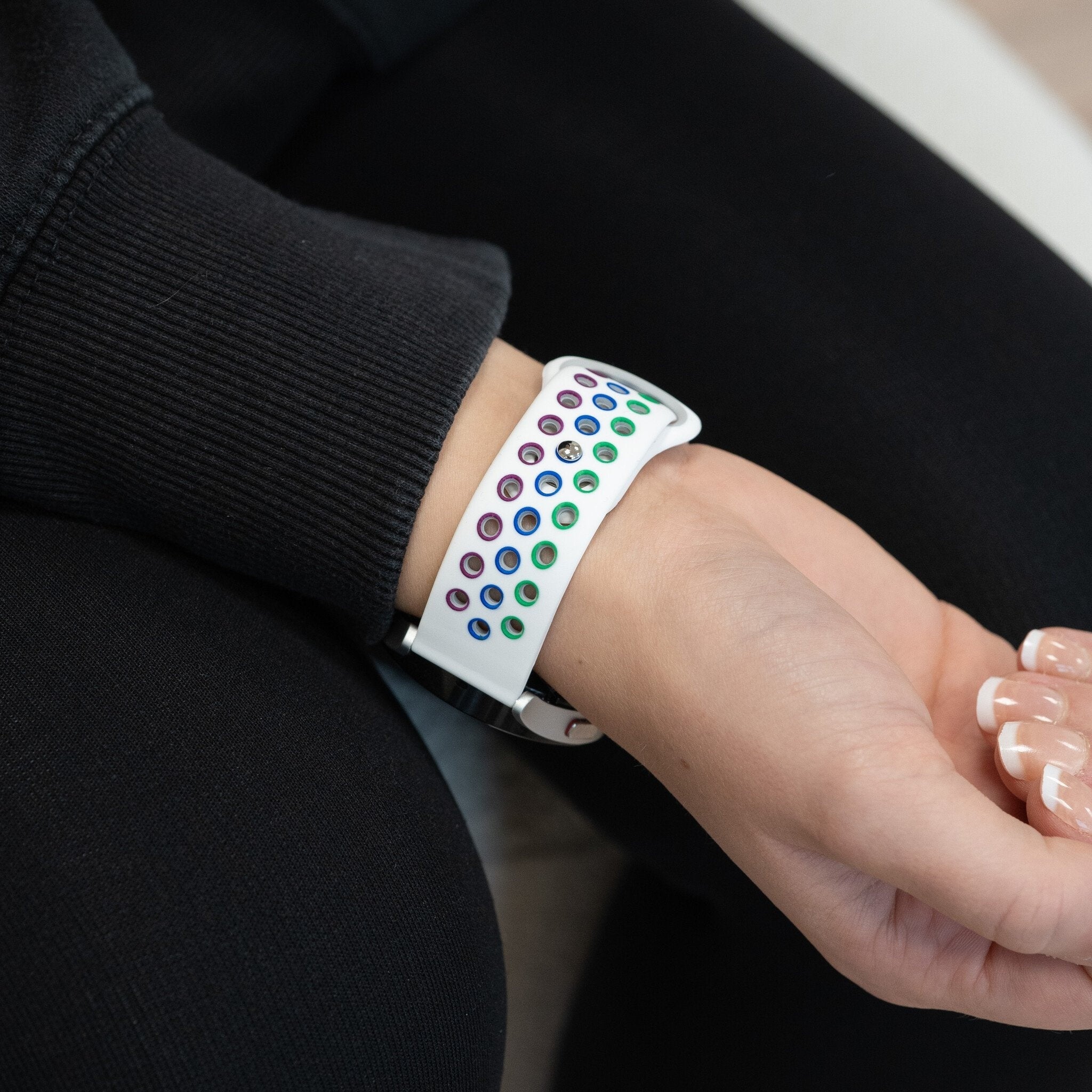 Bandz Coros Apex 42mm Sportarmband 'Deluxe' (Weiß/Regenbogen)