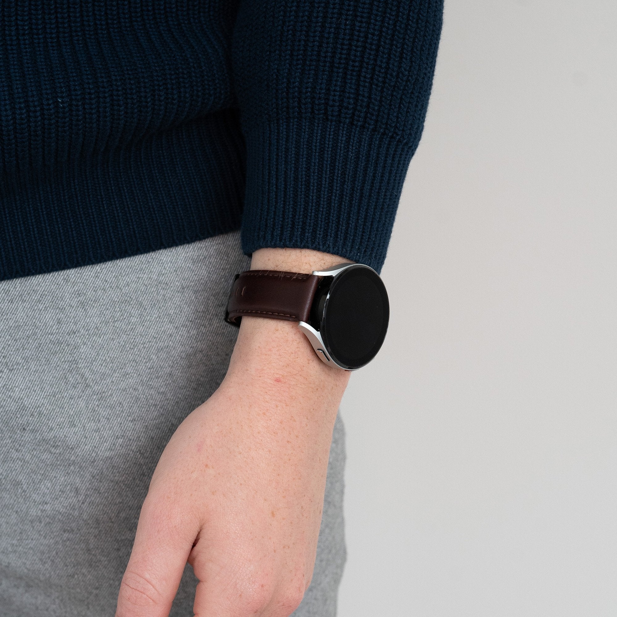 Bandz Amazfit GTS 3 klassisches Lederarmband (Dunkelbraun)