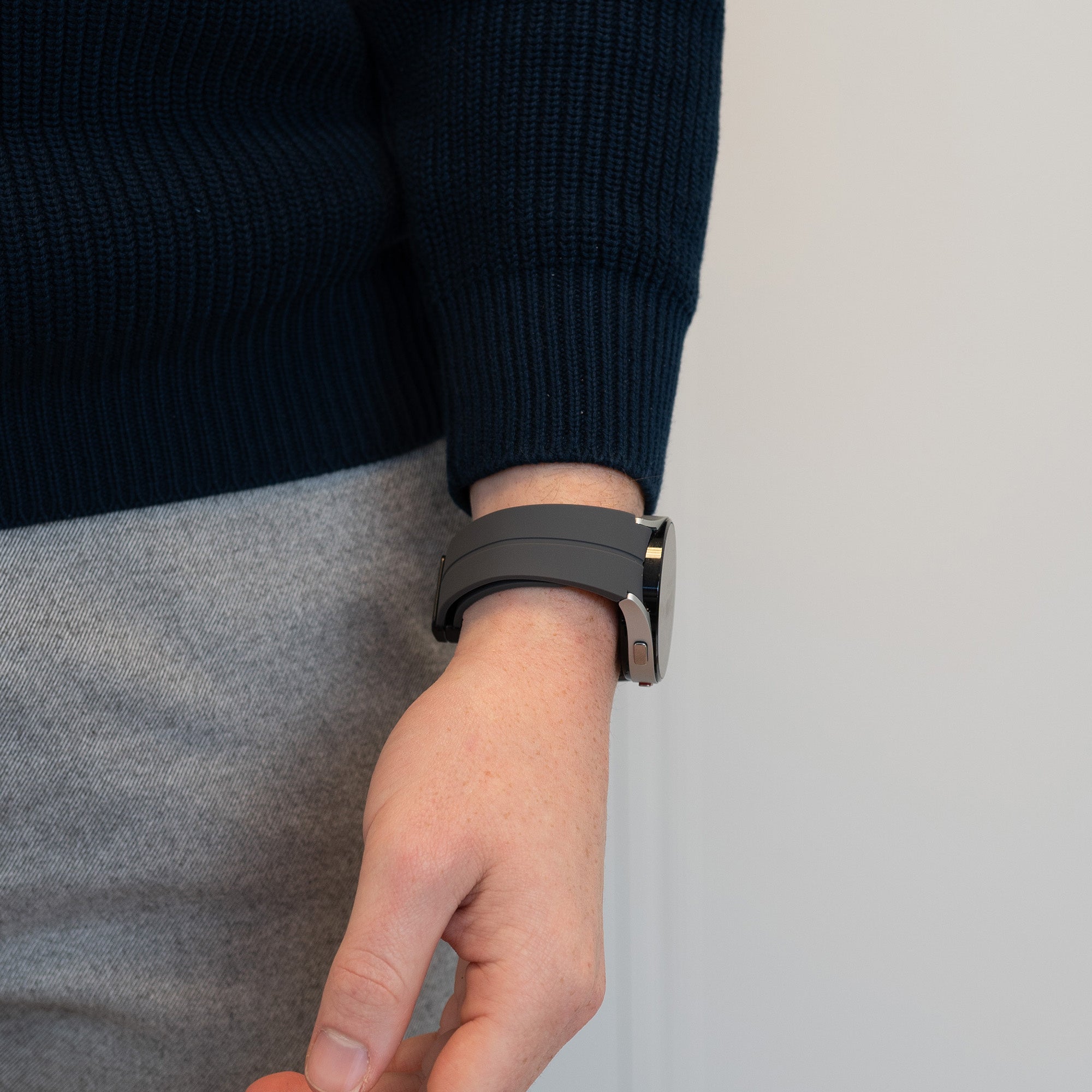 Bandz Samsung Galaxy Watch 4 Classic 46mm D-Schnalle Silikonarmband (Dunkelgrau)