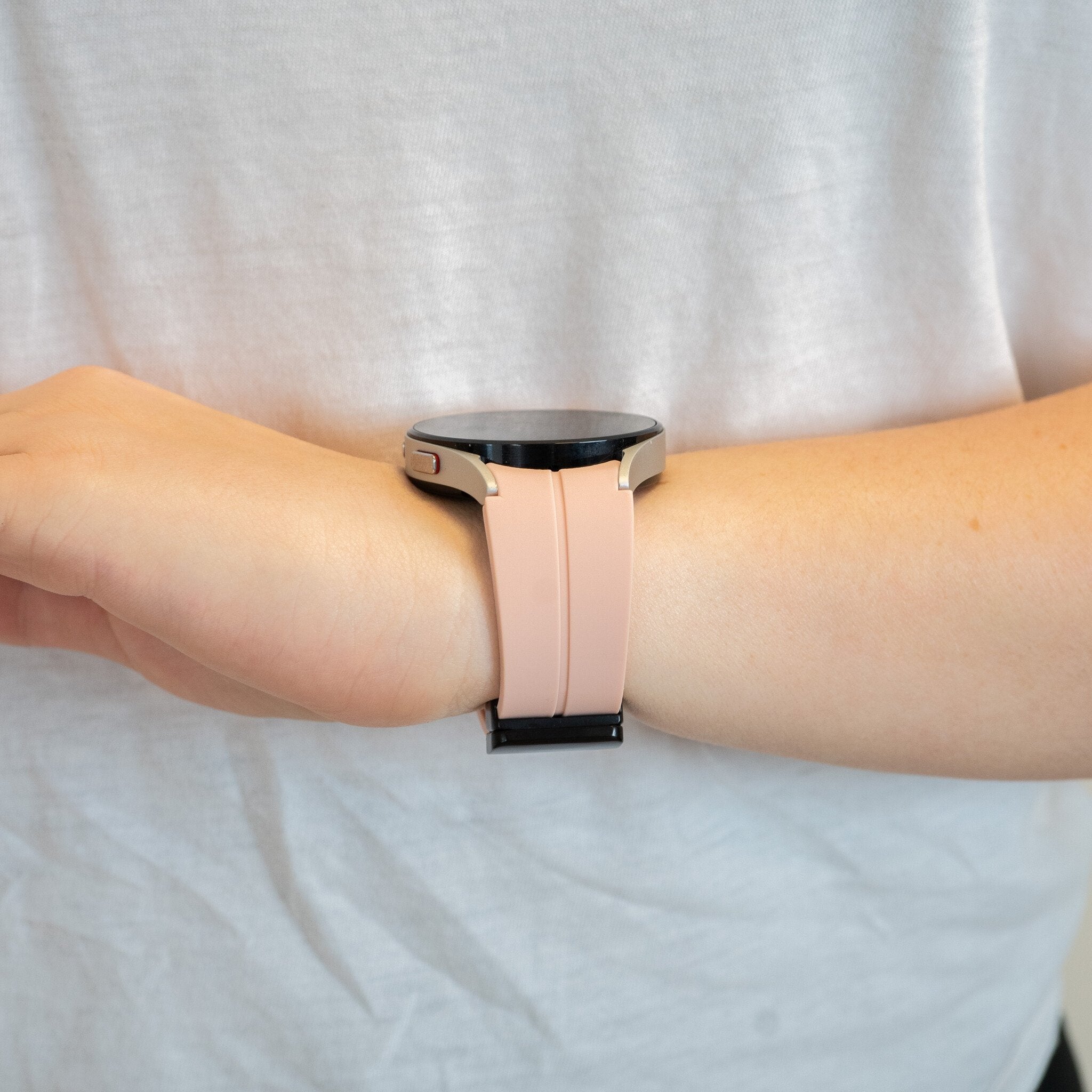 Bandz Samsung Galaxy Watch 4 Classic 42mm D-Schnalle Silikonarmband (Rosa)