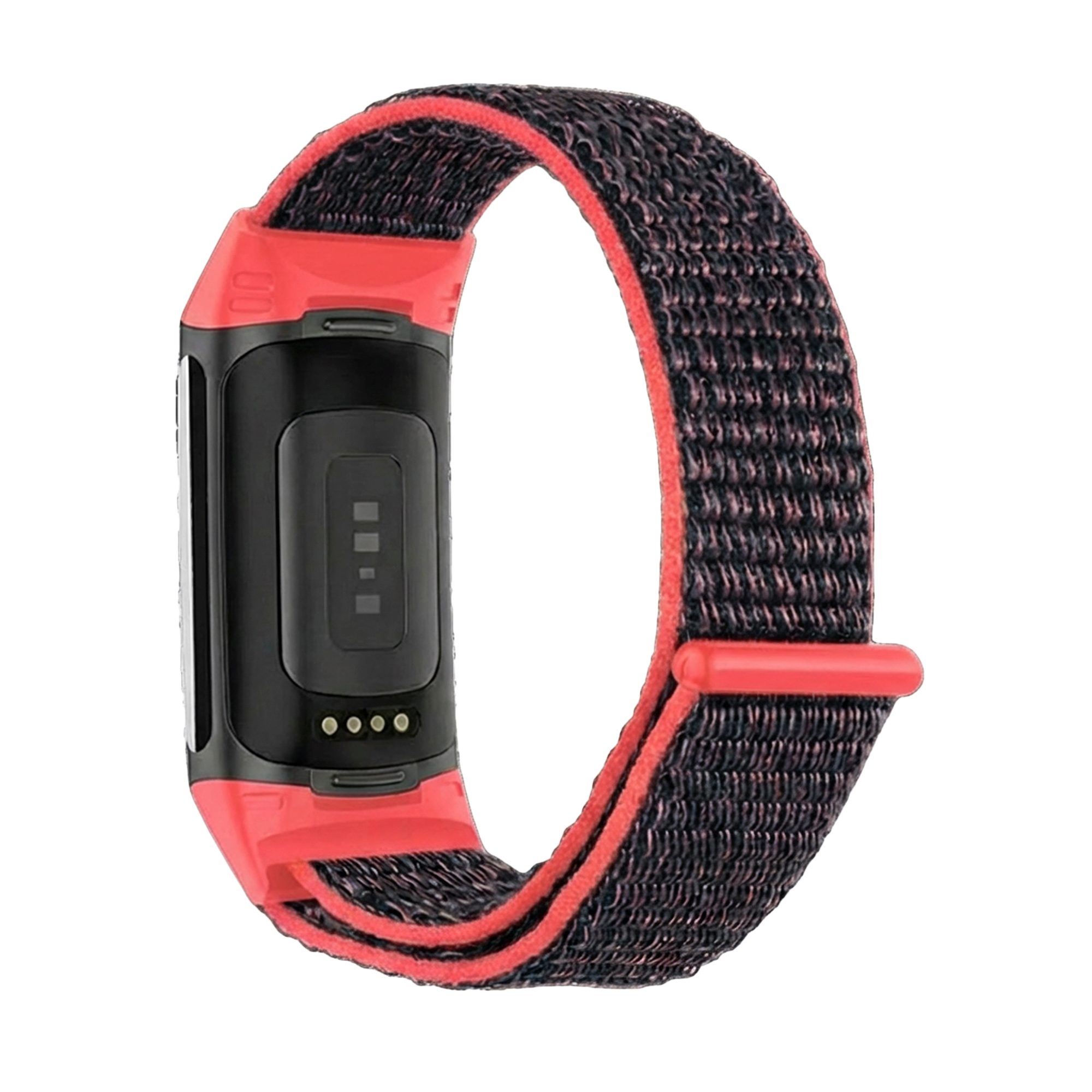 Fitbit Charge 6 Nylonarmband (Koralle/Schwarz)