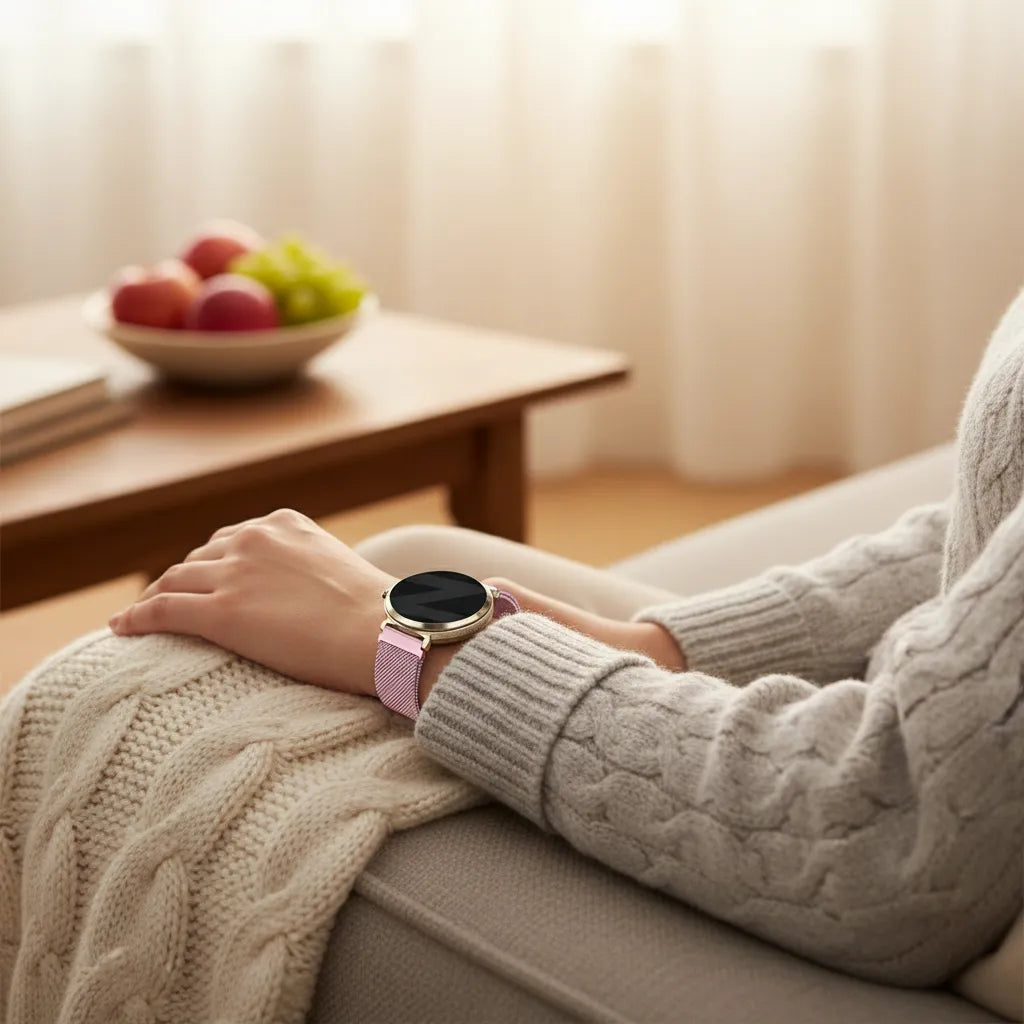 Bandz Pebble Round 2 - 14mm Milanese Loop Armband (Rosa)