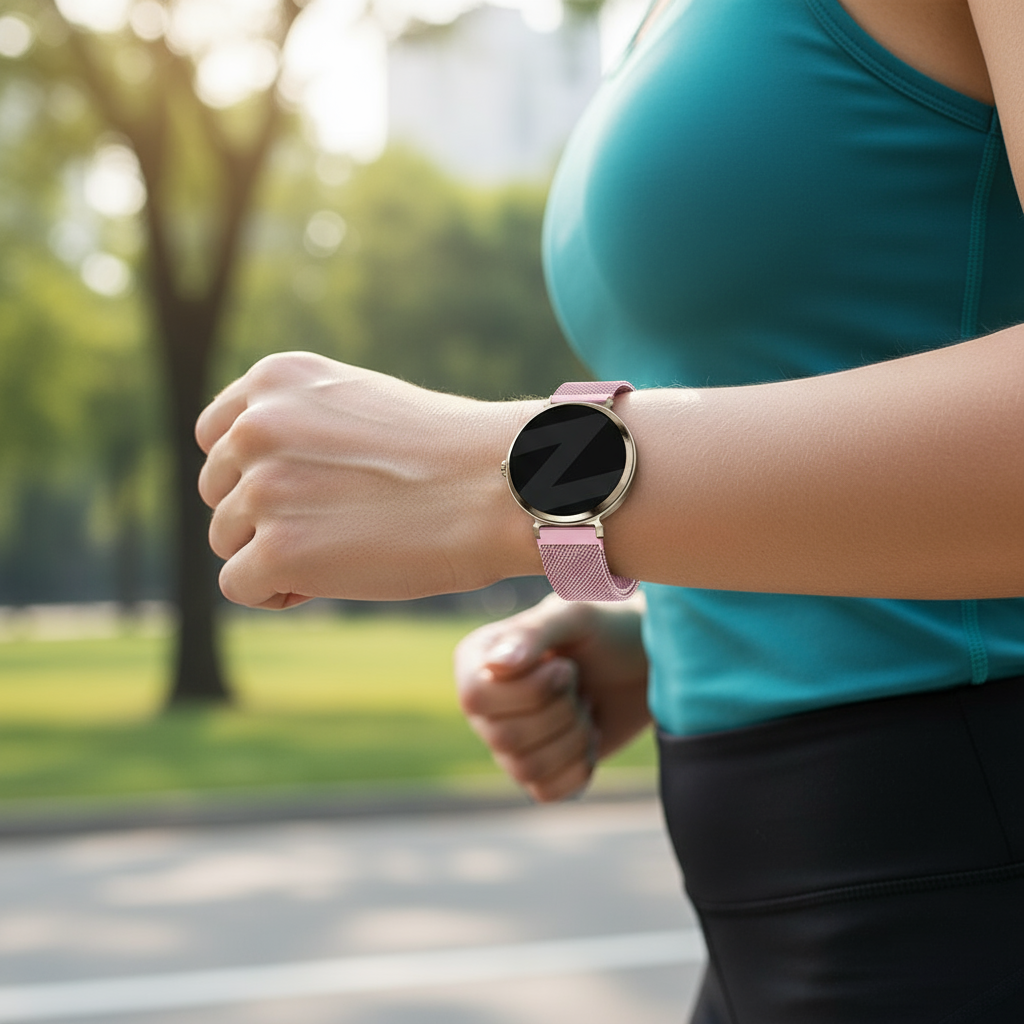 Bandz Pebble Round 2 - 14mm Milanese Loop Armband (Rosa)