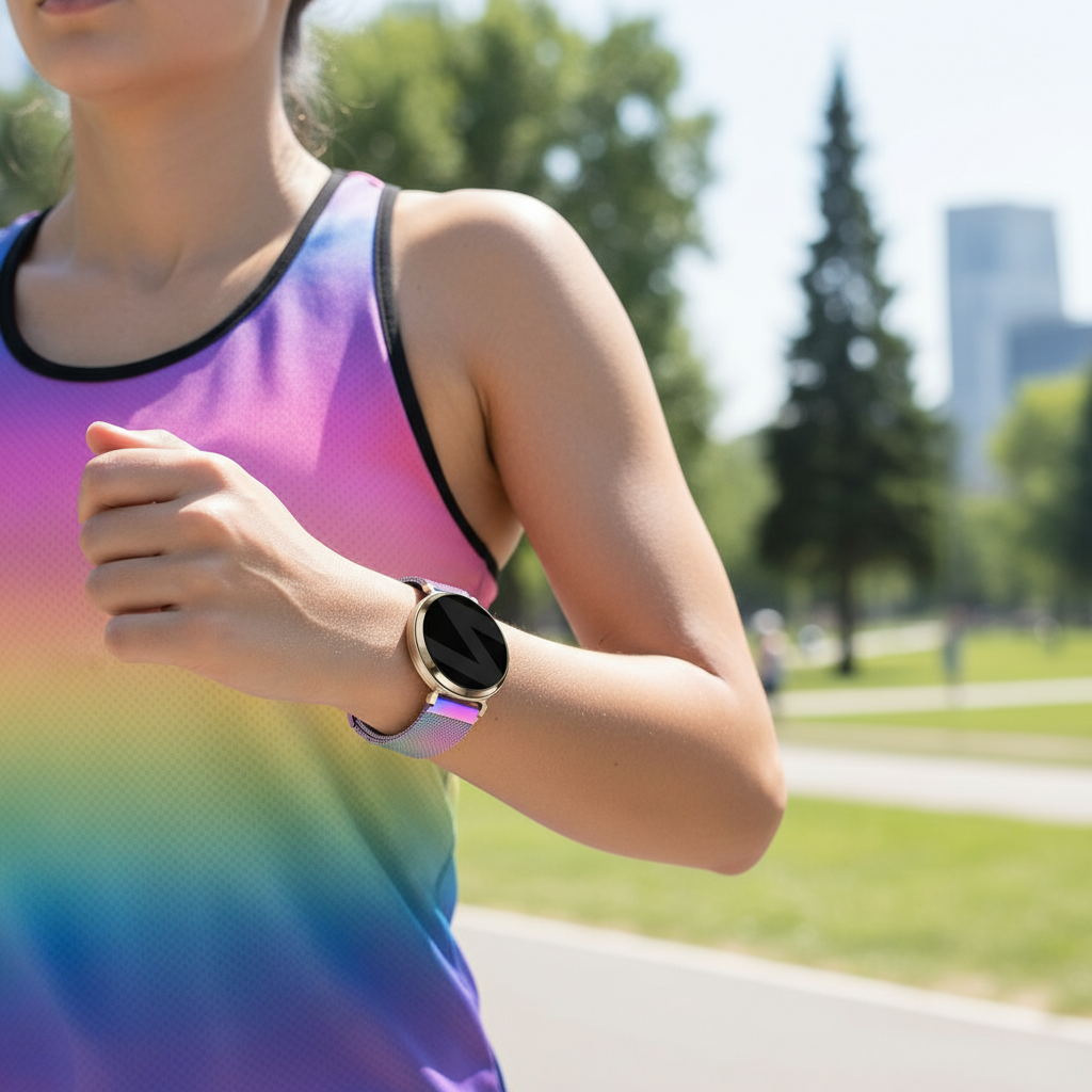 Bandz Pebble Round 2 - 14mm Milanese Loop Armband (Regenbogen)