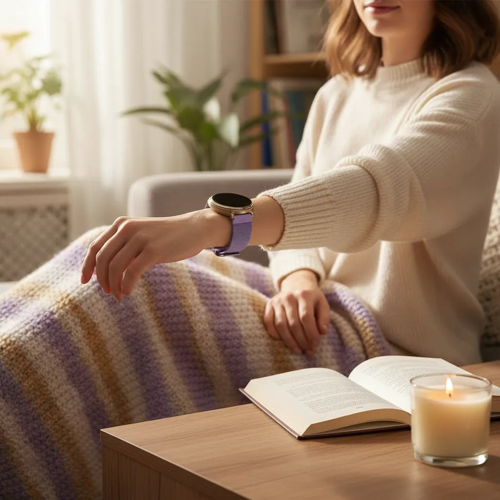 Bandz Pebble Round 2 - 14mm Milanese Loop Armband (Hell Lila)