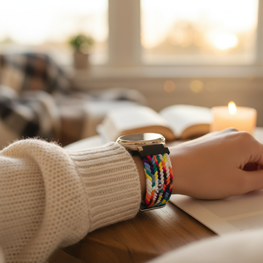 Bandz Garmin Lily 2 geflochtenes Nylonarmband (Regenbogen)