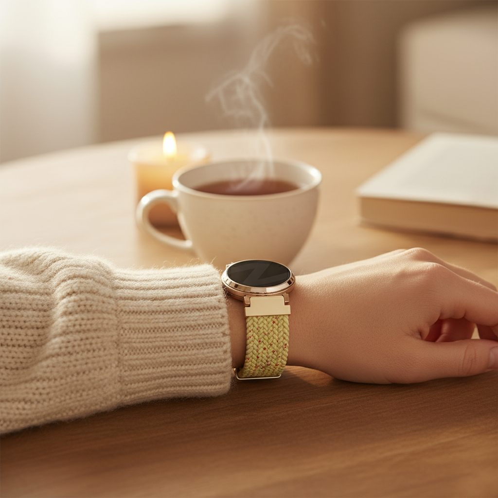 Bandz Garmin Lily 2 geflochtenes Nylonarmband (Beige Mischung)