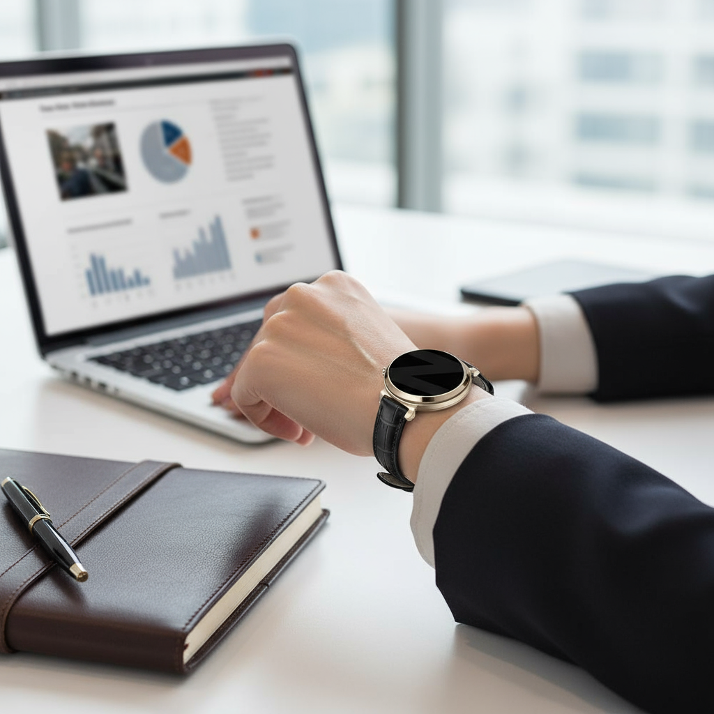 Bandz Garmin Lily 2 Leather Strap Crocodile Grain (Black)