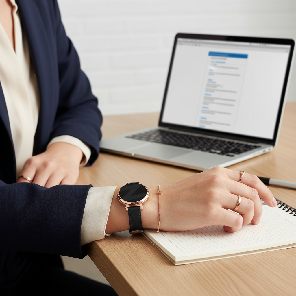 Bandz Garmin Lily 2 klassisches Lederarmband (Schwarz)