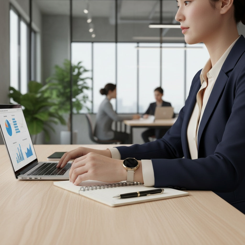 Bandz Garmin Lily 2 klassisches Lederarmband (Beige)