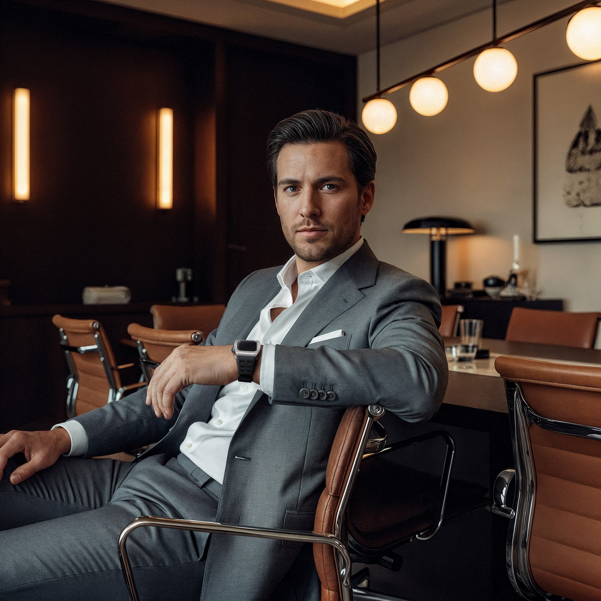 Reqior Apple Watch 45mm Hülle mit integriertem Stahlarmband (Schwarz)