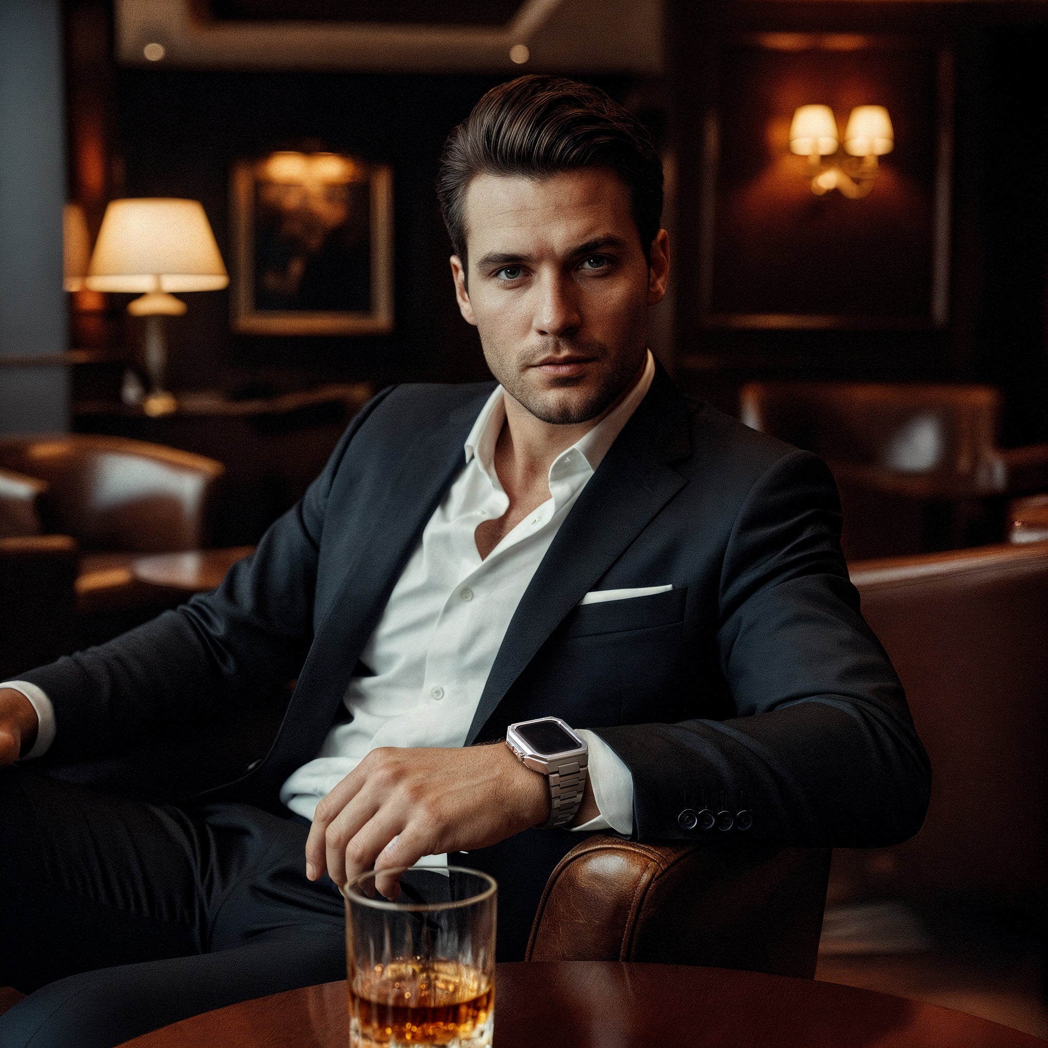 Reqior Apple Watch 45mm Metal Hülle mit integriertem Gummi-Armband (Silber)