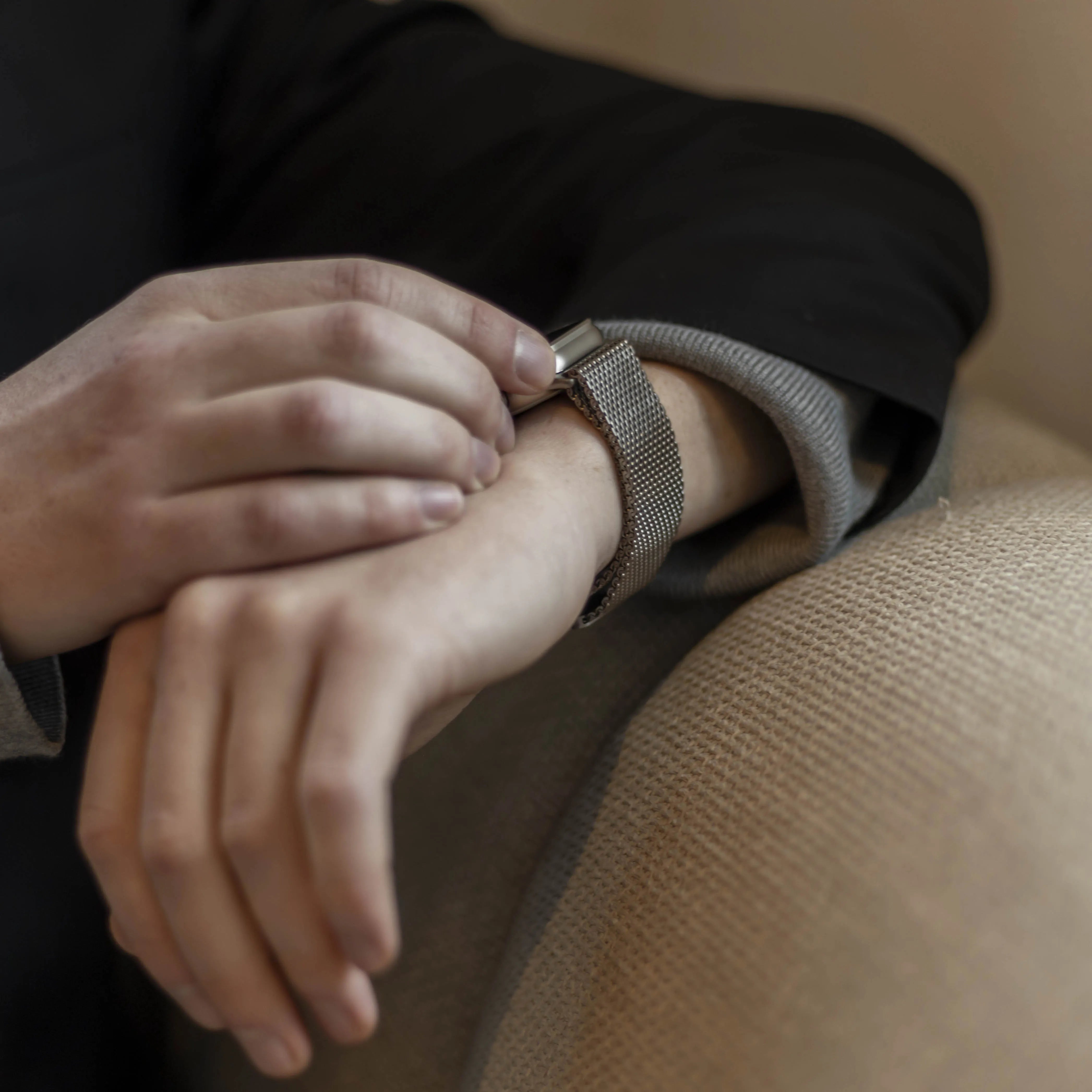 Bandz Apple Watch Milanese Loop Band mit P-Schnalle (Silber)