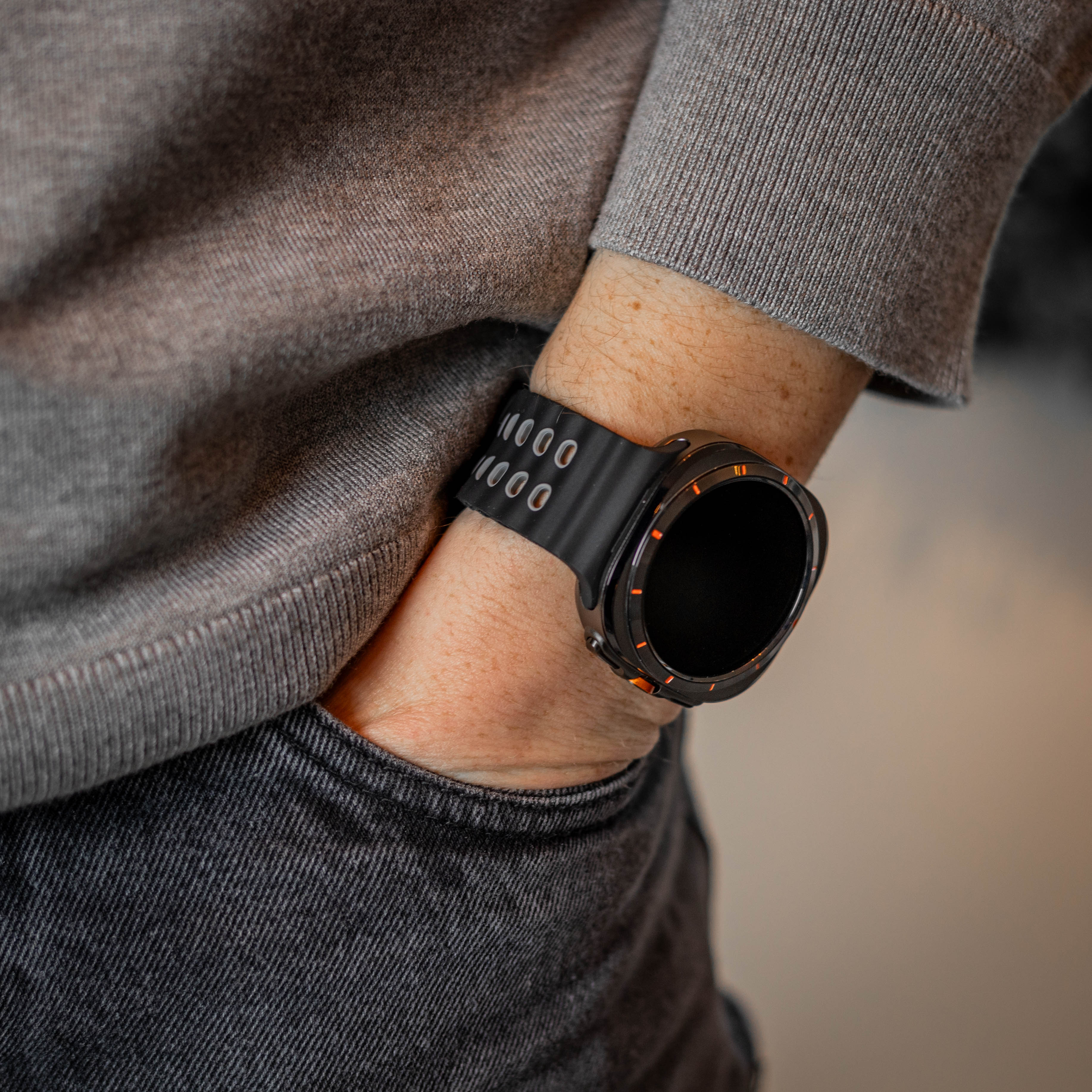 Samsung Galaxy Watch Ultra Wave Silikonarmband (Schwarz/Grau)