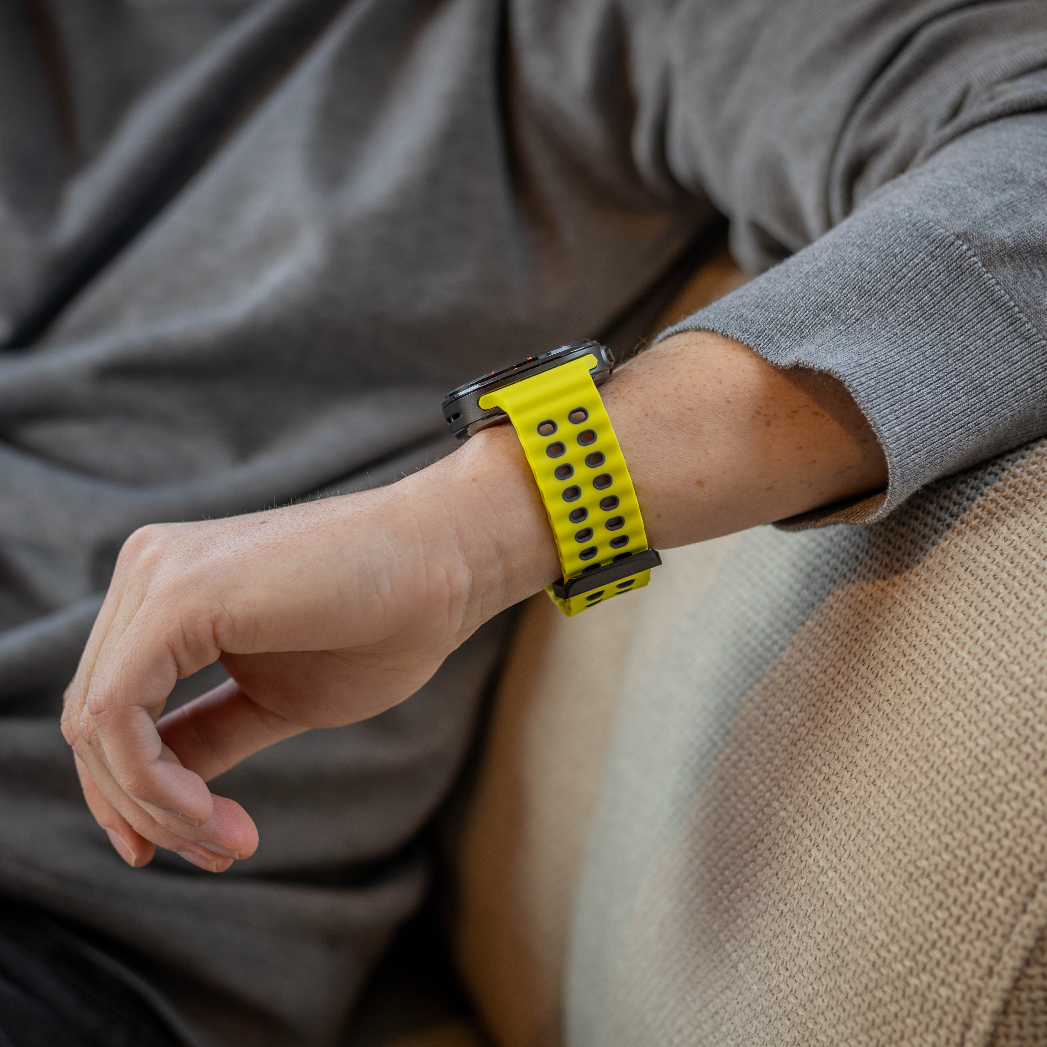 Samsung Galaxy Watch Ultra Wave Silikonarmband (Limette/Dunkelgrau)