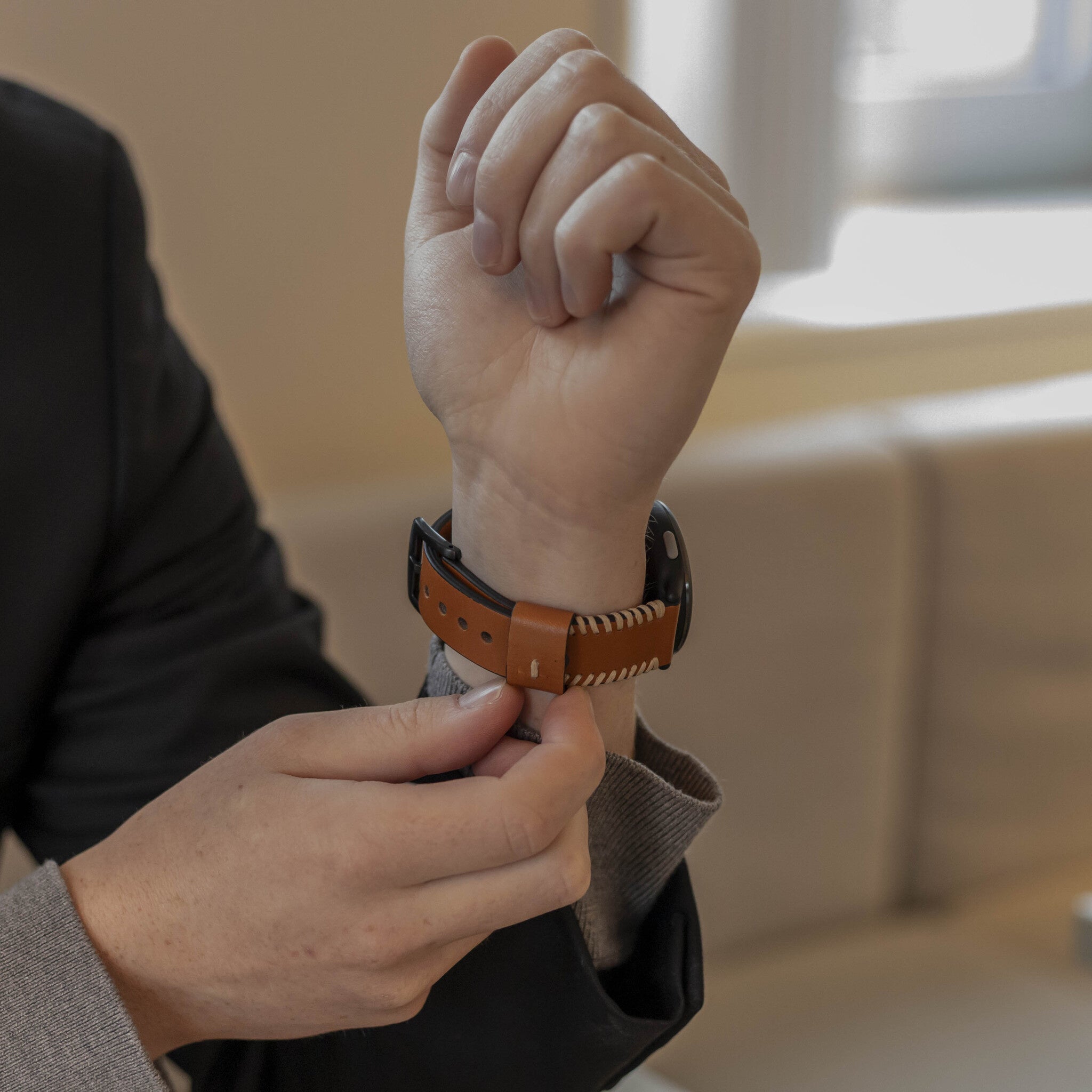 Huawei Watch 5 - 46mm Lederarmband mit Ziernähten (Braun)