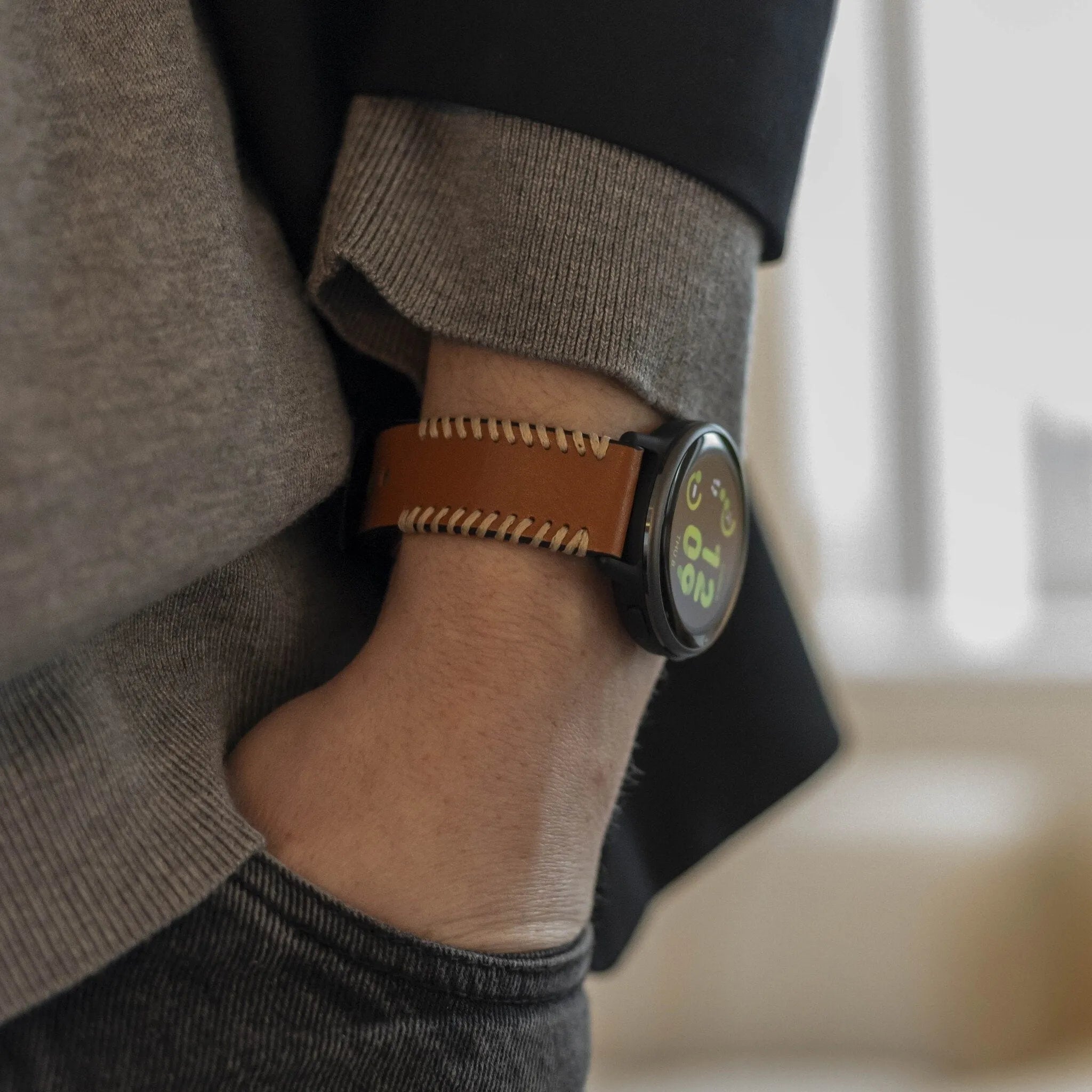 Oppo Watch X2 Stitched Lederarmband (Braun)