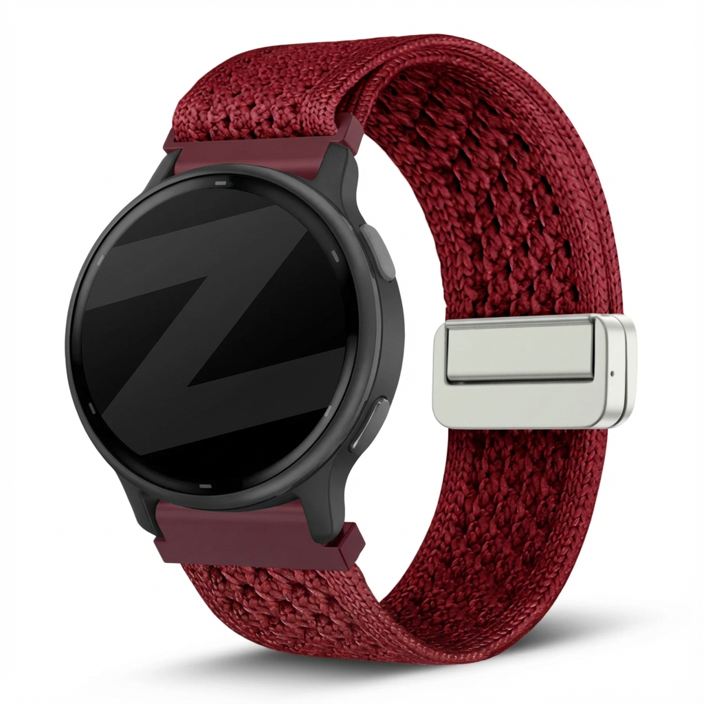 Bandz Garmin Vivoactive 5 Vintage Nylon Strap (Wine Red)