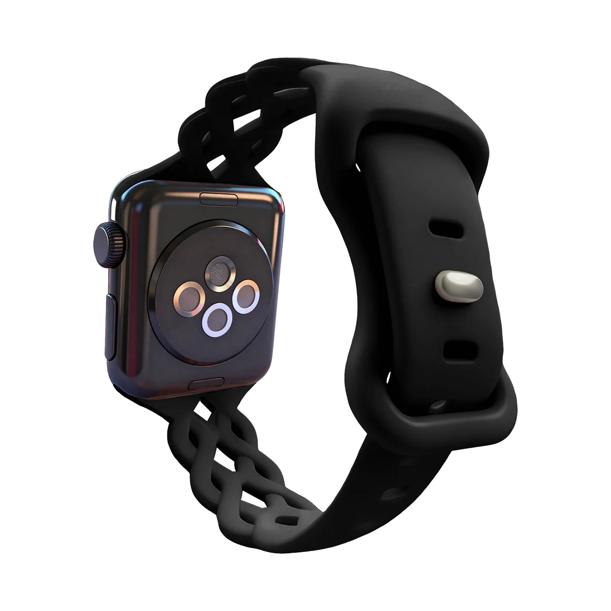 Bandz Apple Watch Silikonarmband 'Braided' (Schwarz)