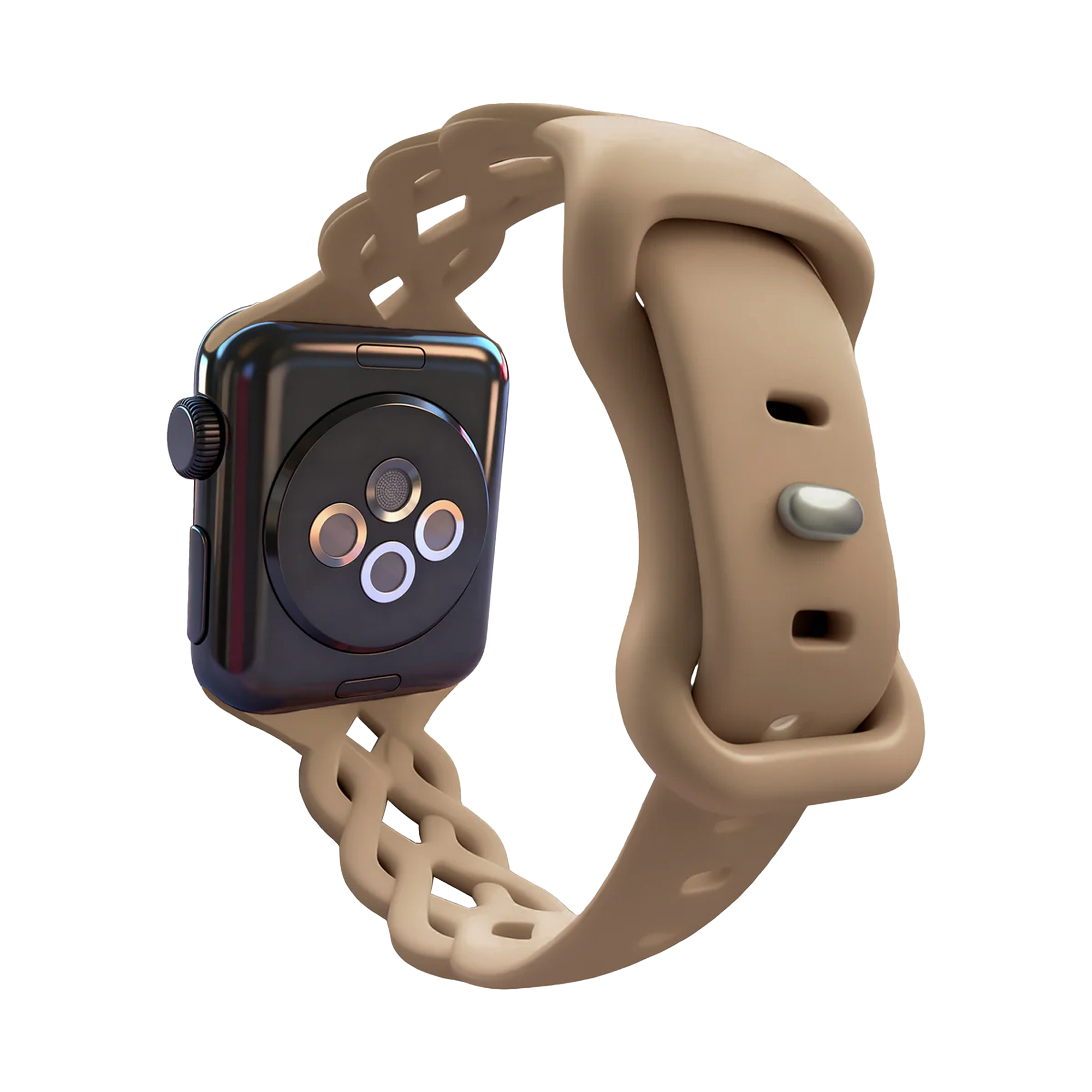 Bandz Apple Watch Silikonarmband 'Braided' (Milk Tea)
