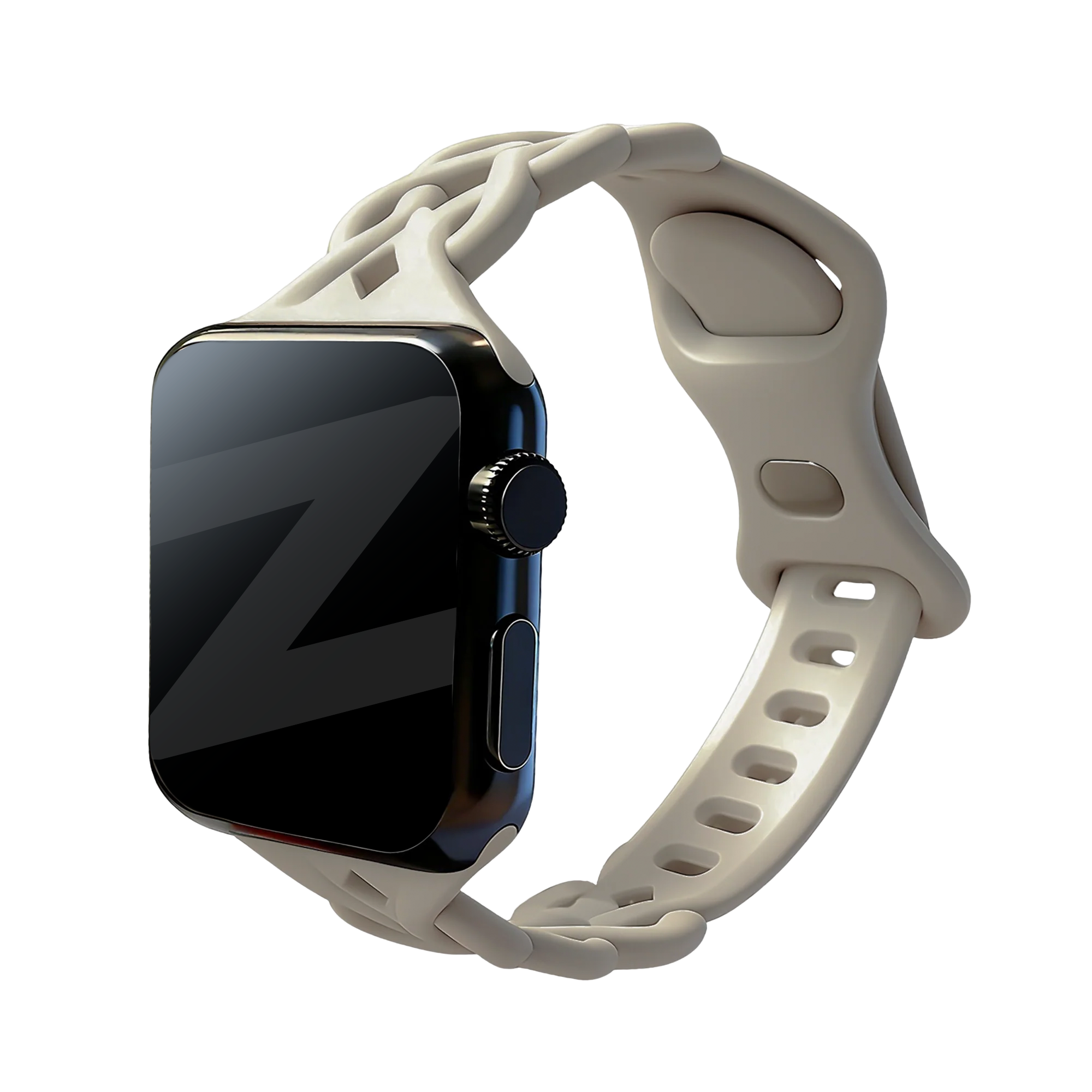 Bandz Apple Watch Silikonarmband 'Braided' (Hell Beige)