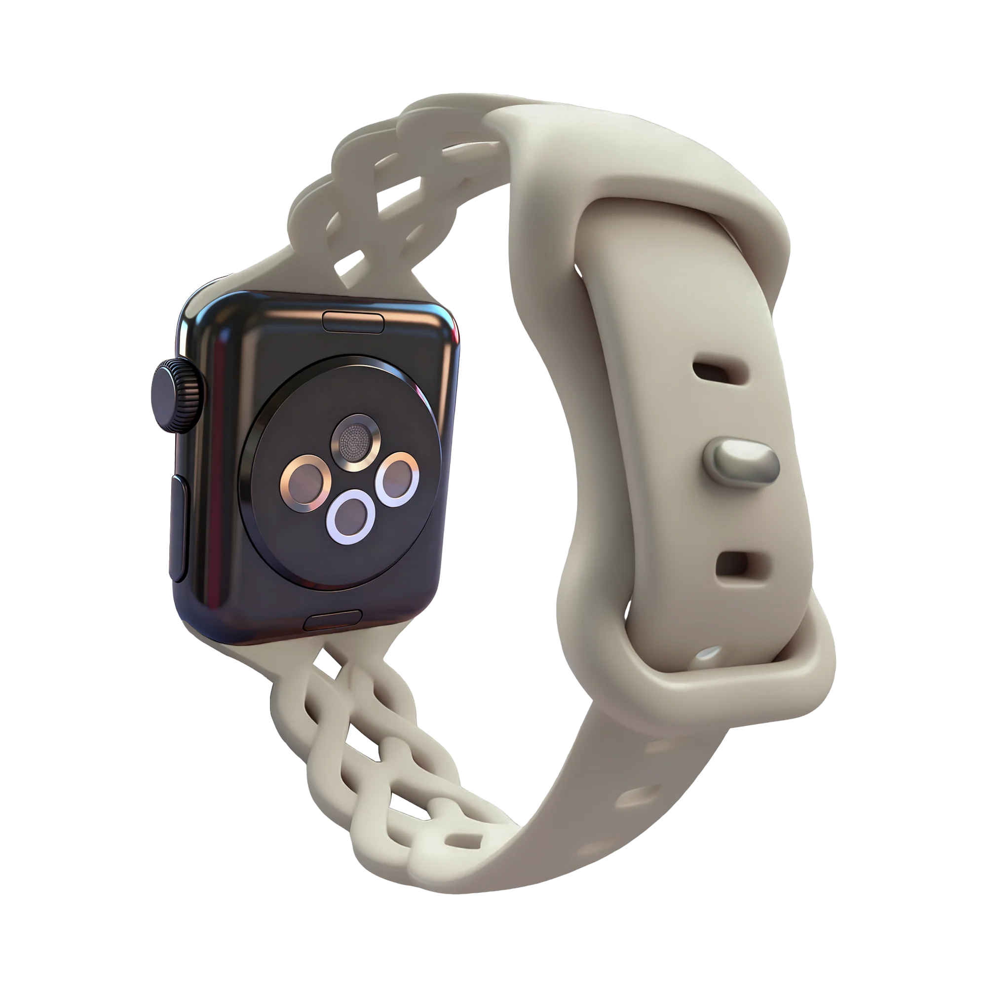 Bandz Apple Watch Silikonarmband 'Braided' (Hell Beige)
