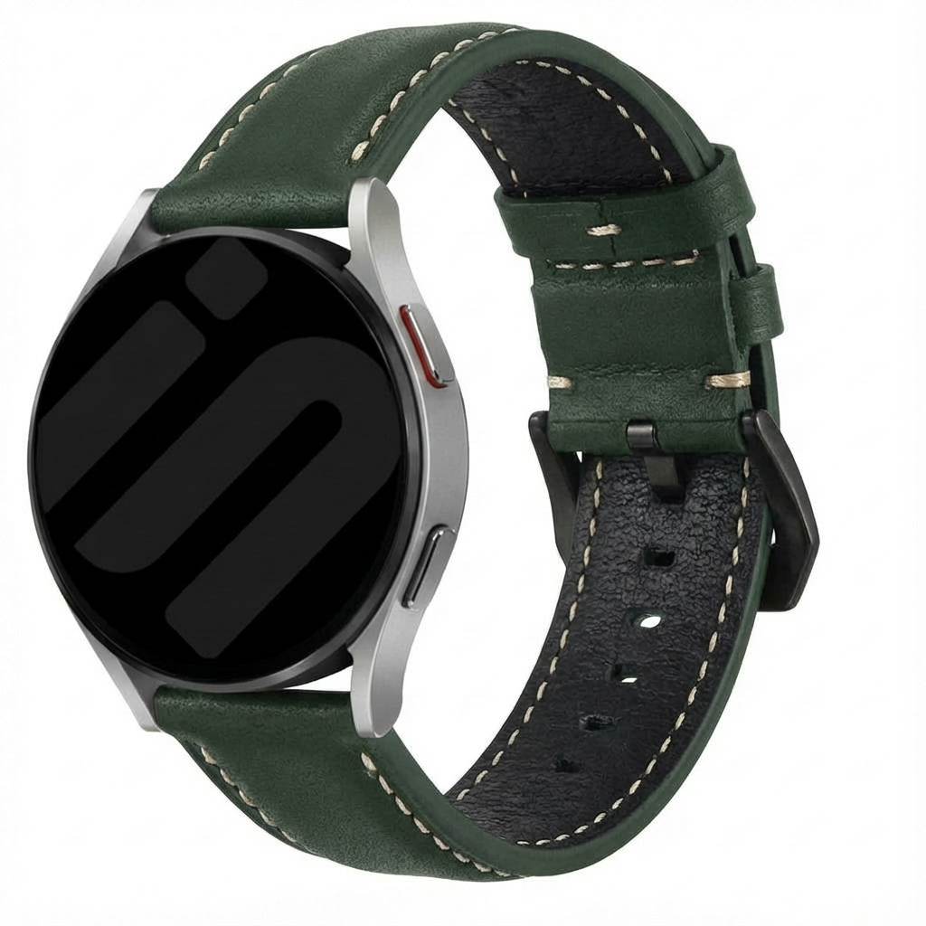 Universal 24mm Echtes Lederarmband (Grün)