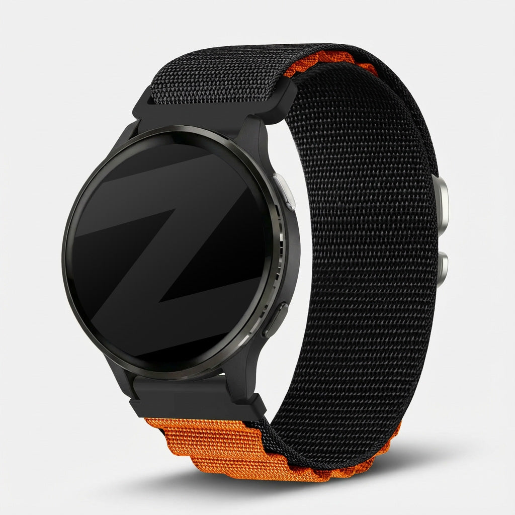 Bandz Garmin Vivoactive 5 Alpine Nylonarmband (Schwarz/Orange)