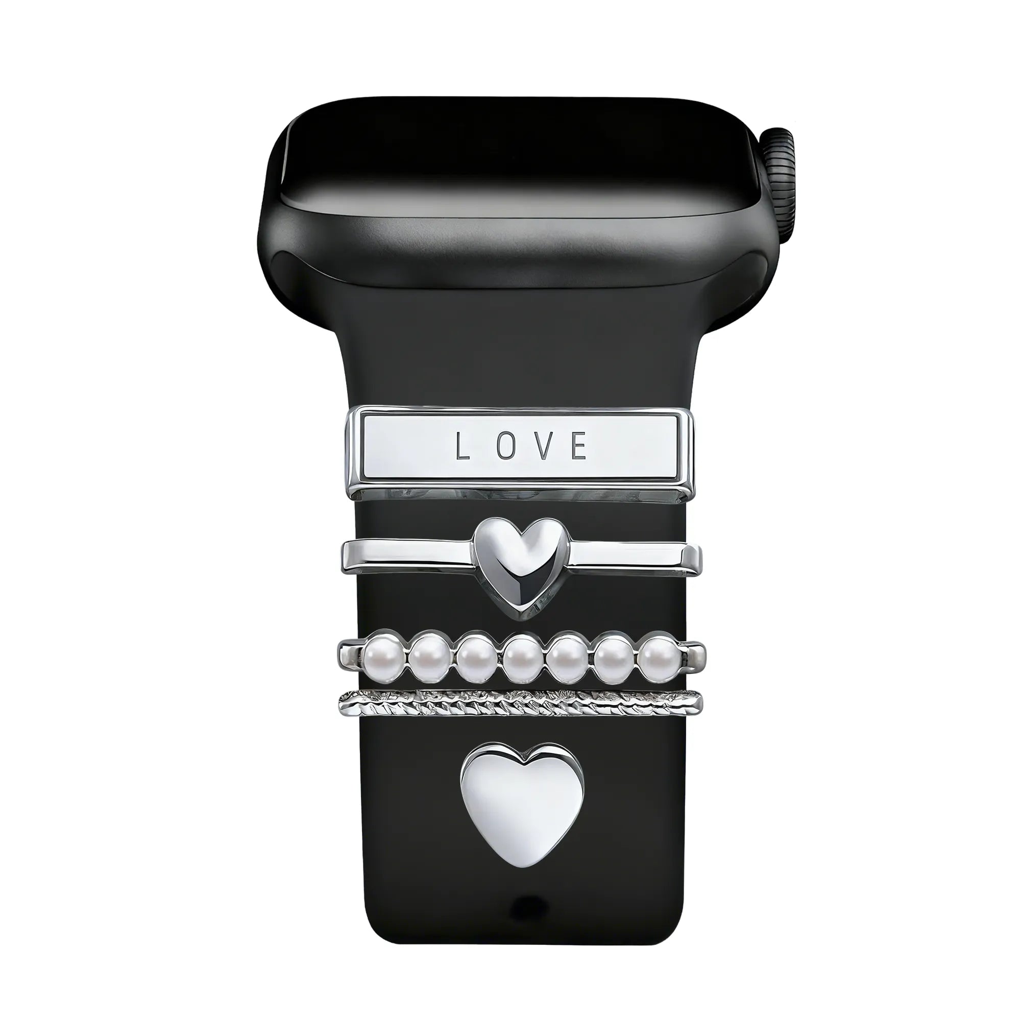 Watch Strap Charm - Hearts (Silver)