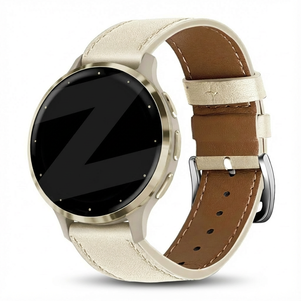 Bandz Garmin Venu 3s Lederarmband 'Deluxe' (Beige)