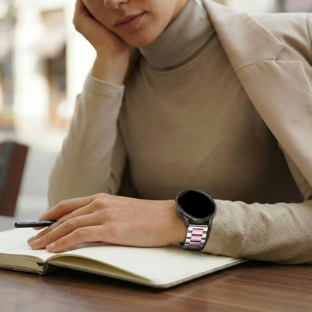 Bandz Garmin Vivomove Luxe Stahlarmband 'Classic' (Silber/Rosa)