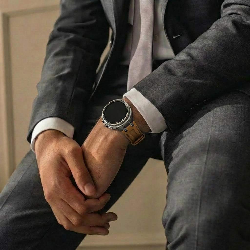 Samsung Galaxy Watch Ultra Solides Lederarmband (Braun)