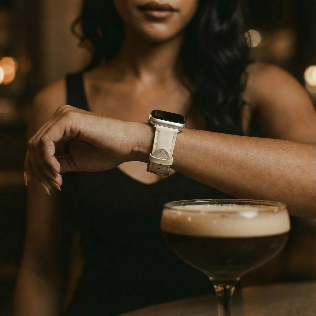 Apple Watch Slimfit Lederarmband (Hellbeige)