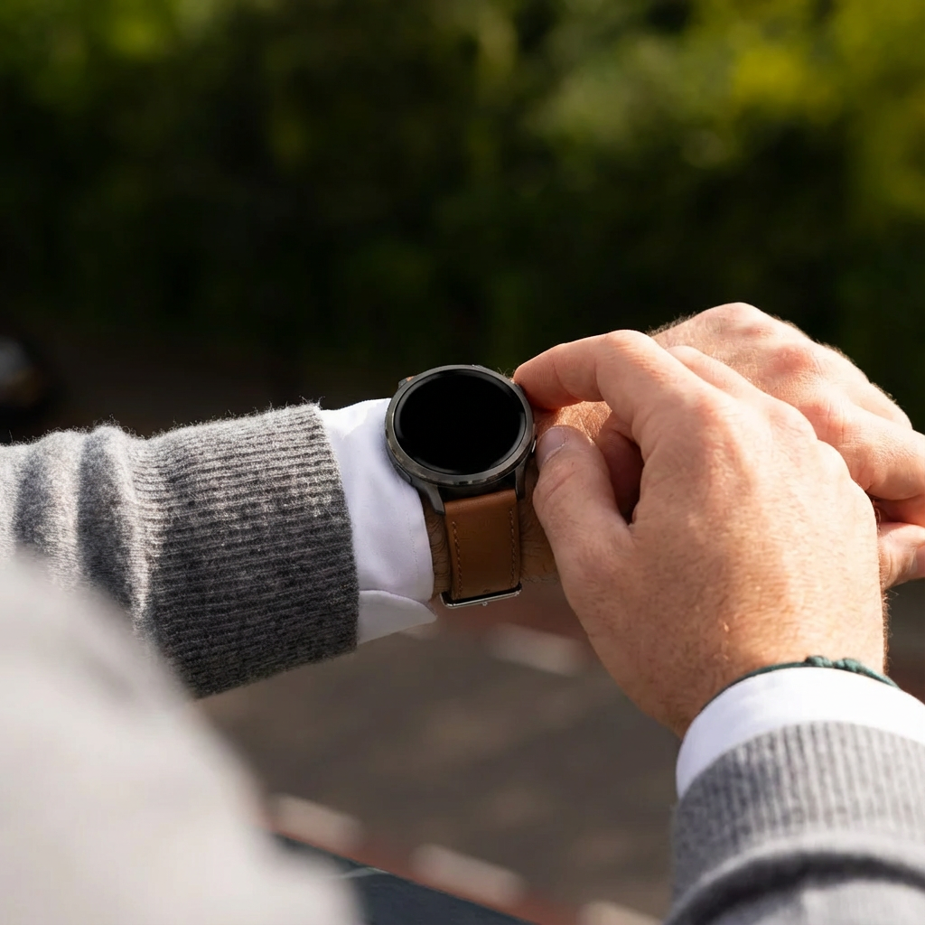 Bandz Garmin Forerunner 570 - 42mm Leather Strap 'Deluxe' (Brown)