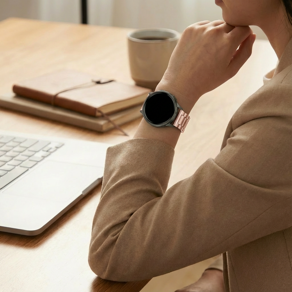 Bandz Garmin Vivomove HR Stahlarmband 'Classic' (Rosa)