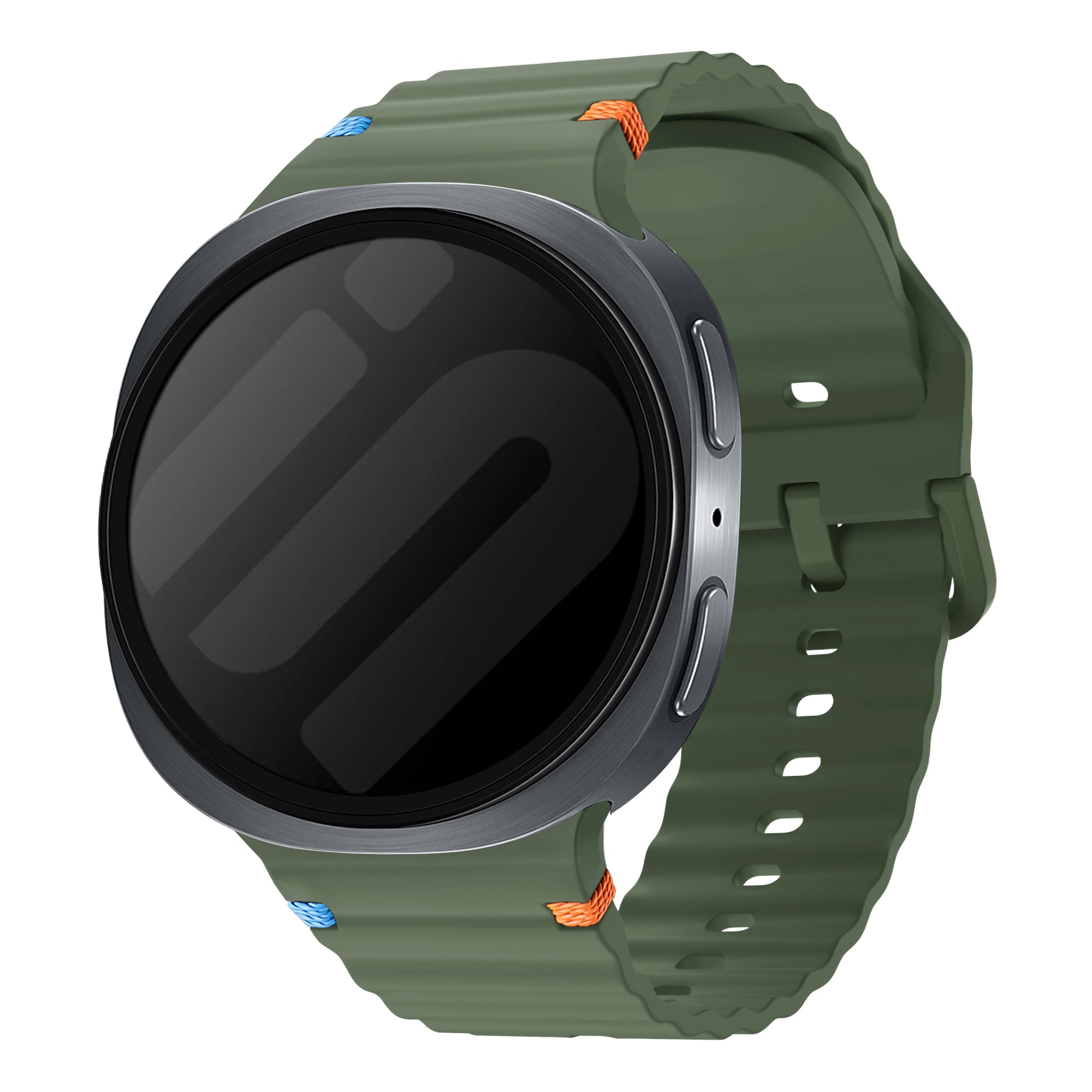 Samsung Galaxy Watch 8 - 44mm Wave Silikonarmband (Olivgrün)