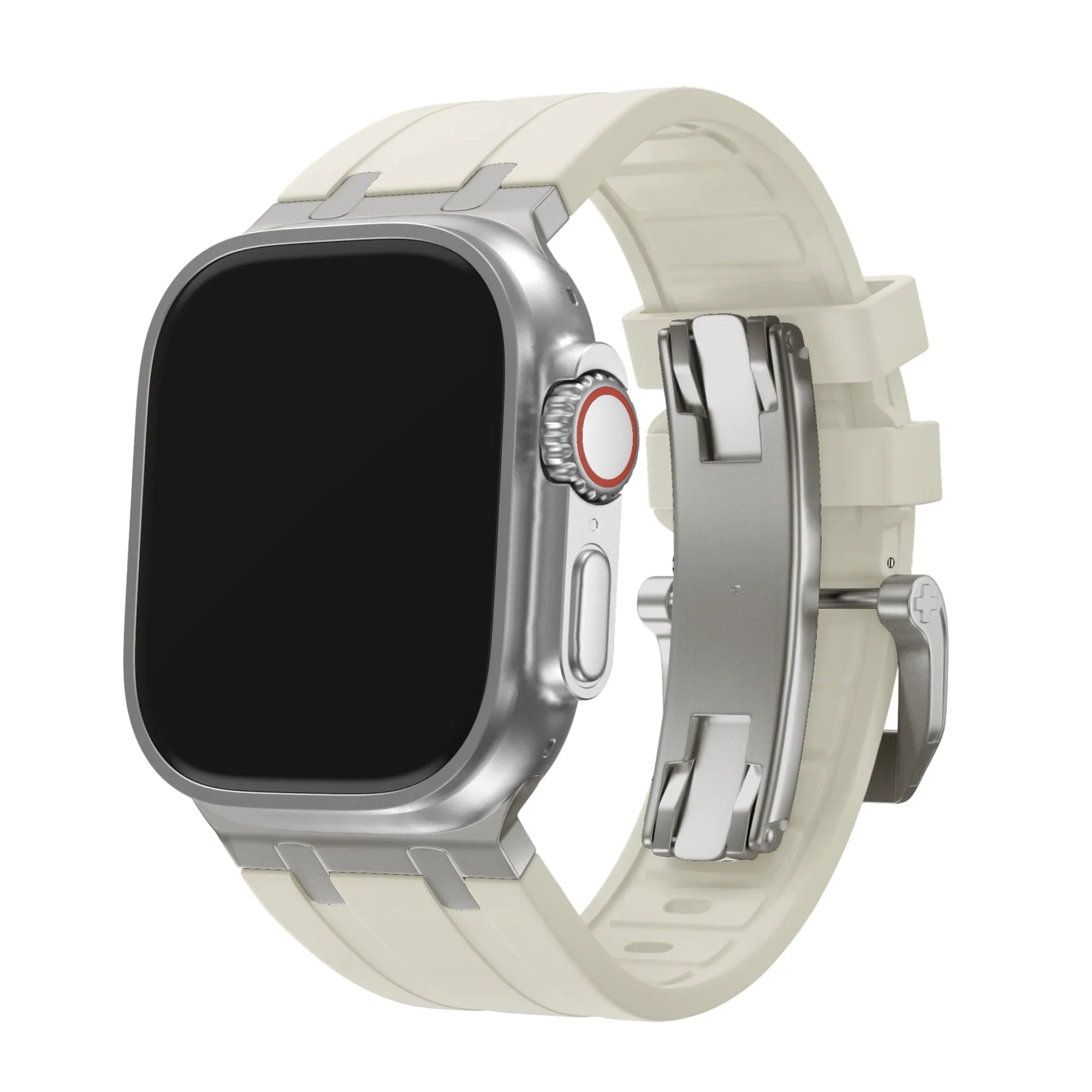 Balr. Apple Watch Ultra flüssiges Silikonarmband (Beige/Titan)