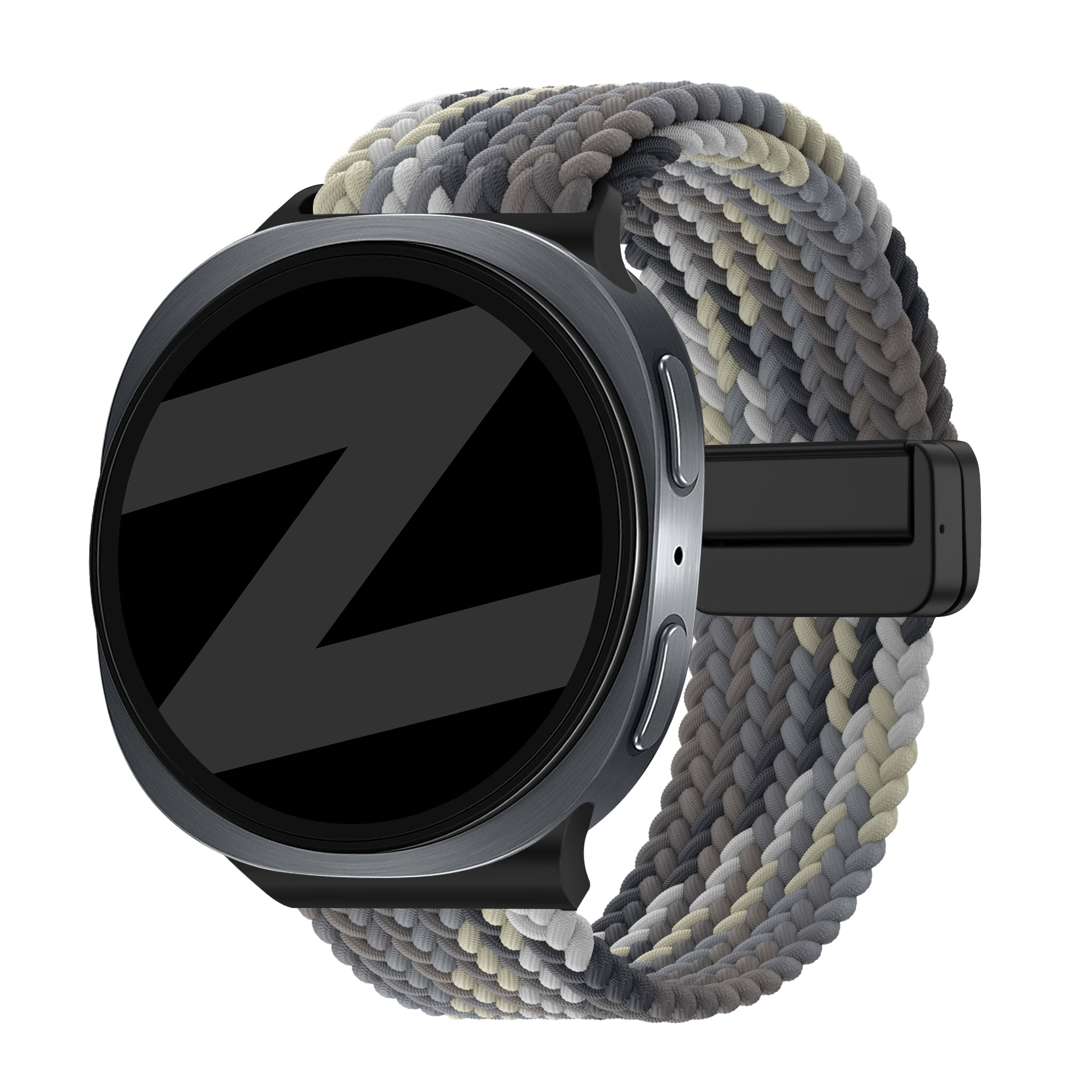 Bandz Samsung Galaxy Watch 8 Classic Magnetisches Geflochtenes Armband (Mandala Schwarz)