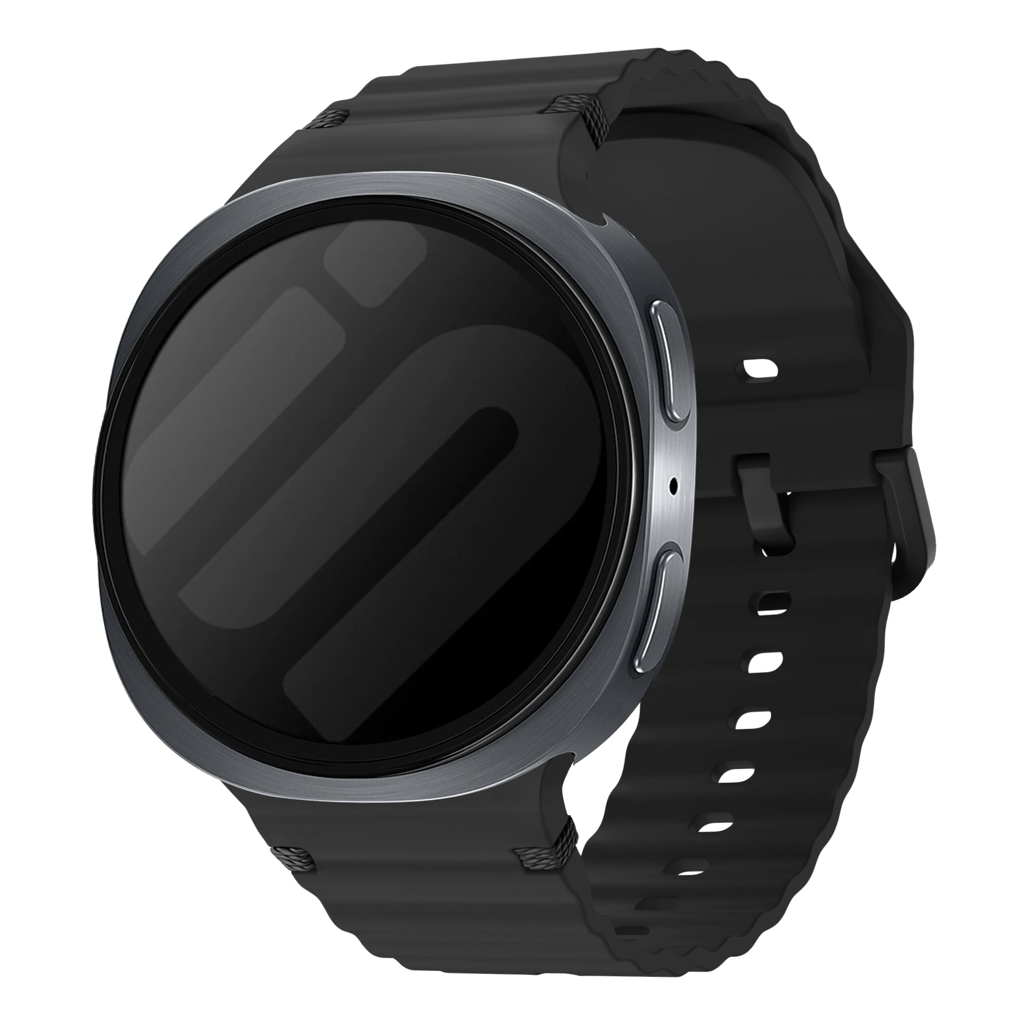 Samsung Galaxy Watch 8 - 44mm Wave Silikonarmband (Schwarz)